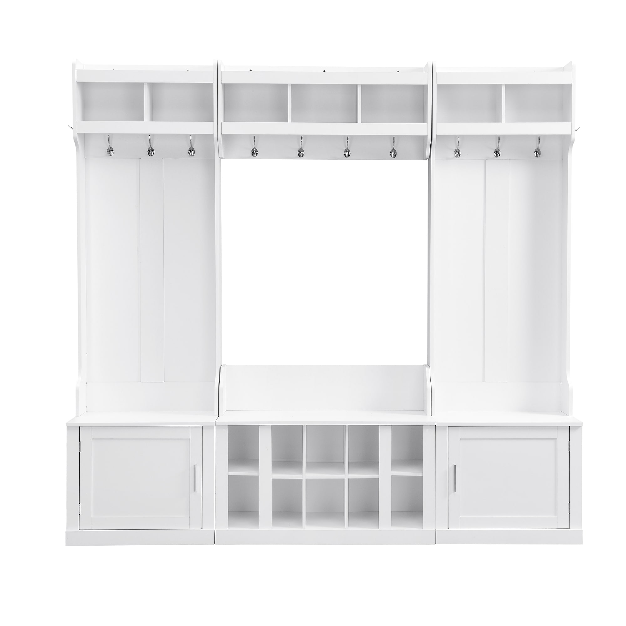 SINOFURN SYA330064WT Modern 82.6-in White MDF Wood Hall Tree