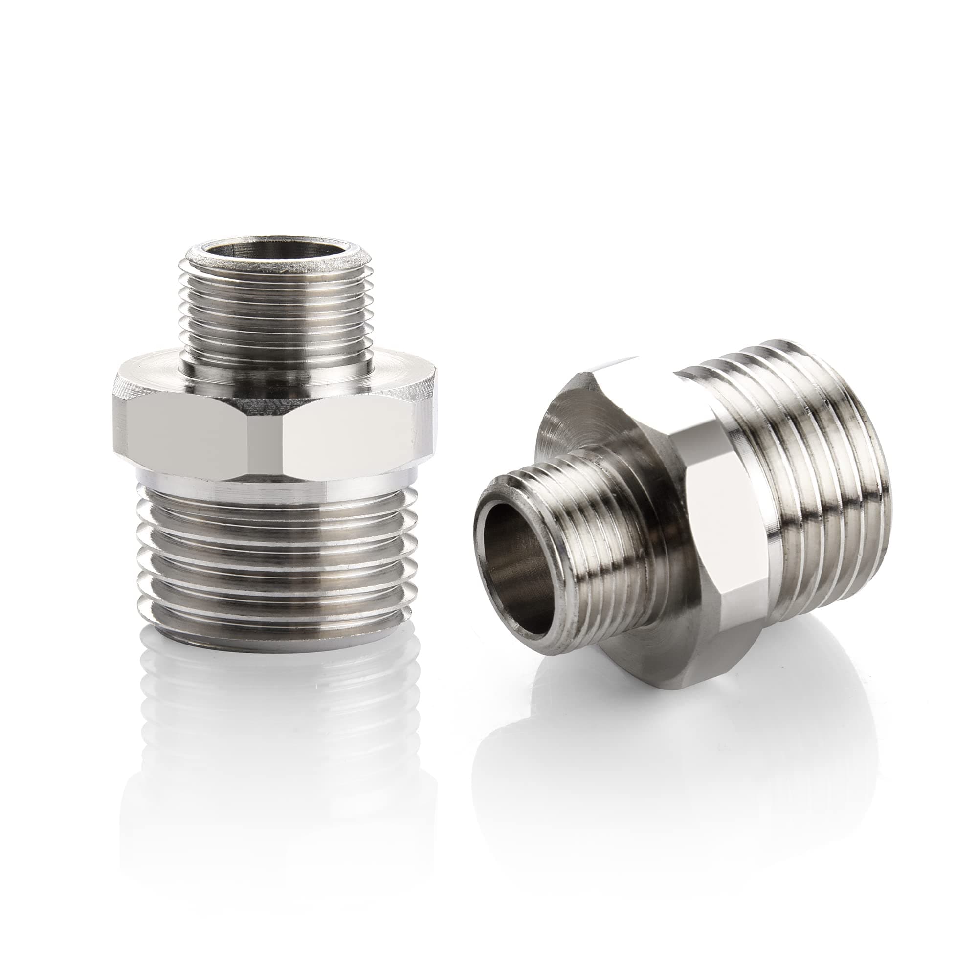 KIWDZFU  Half Inch Male to Three Eighths Inch Male Reducer Faucet Adapter Brass Compression Fitting for RV Kitchen Bathroom Water Hose Supply