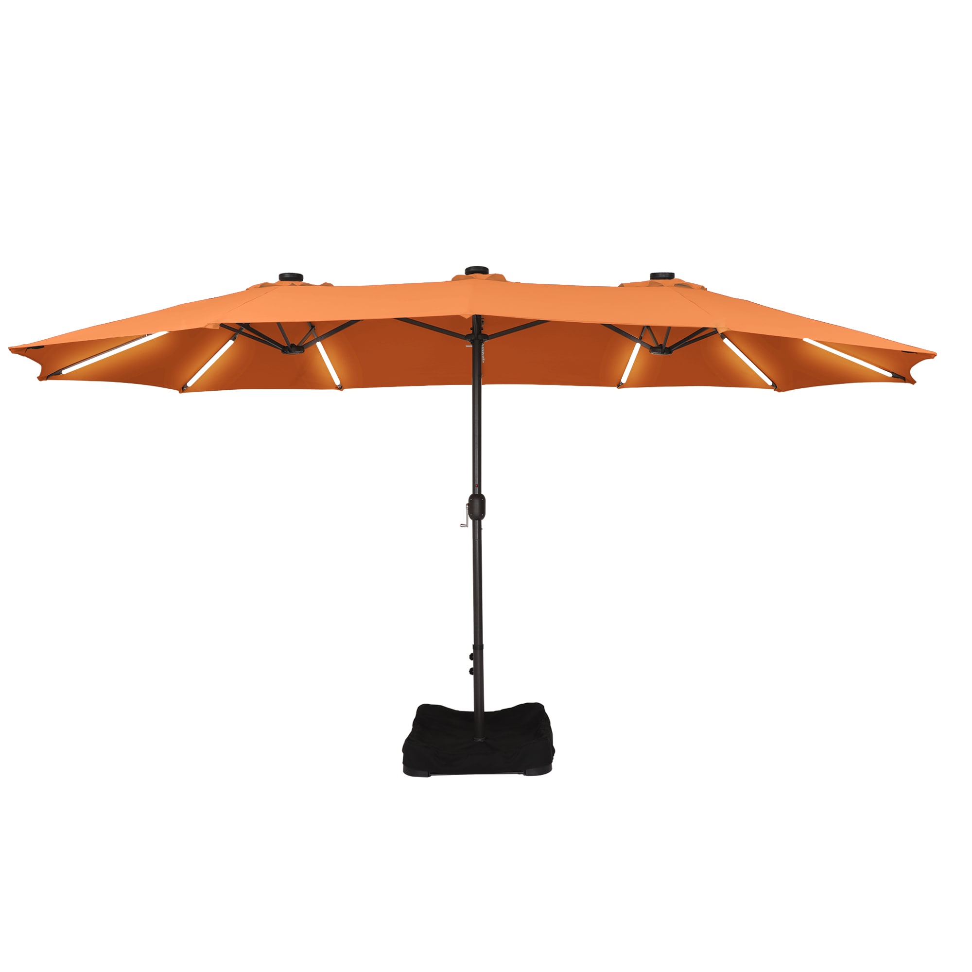 Dimakai DK-01HT15L691 15-ft Steel Orange No-tilt Garden Patio Umbrella with Lights with Base