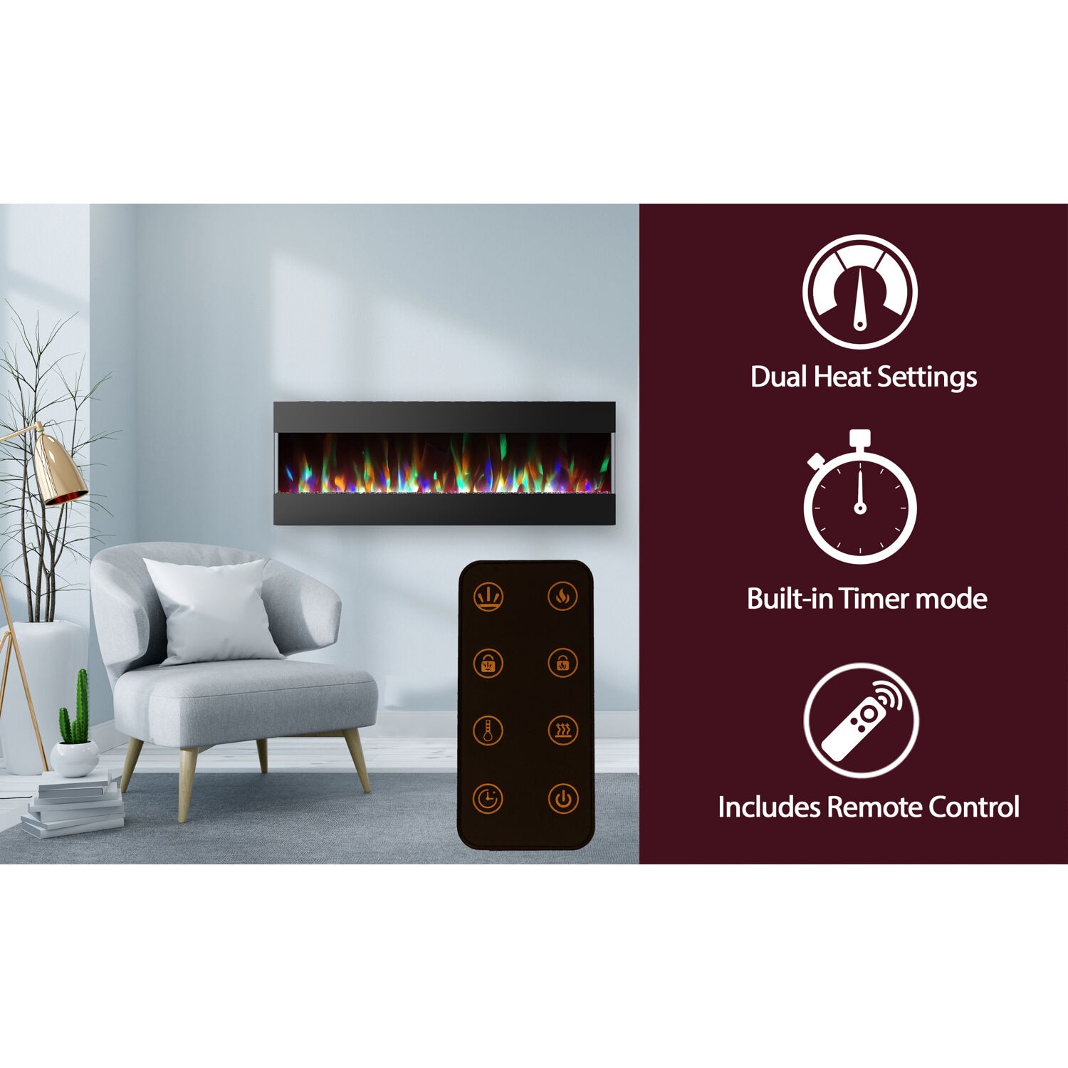 Cambridge CAM60RECWMEF-1BLK Electric-Fireplaces - View #2