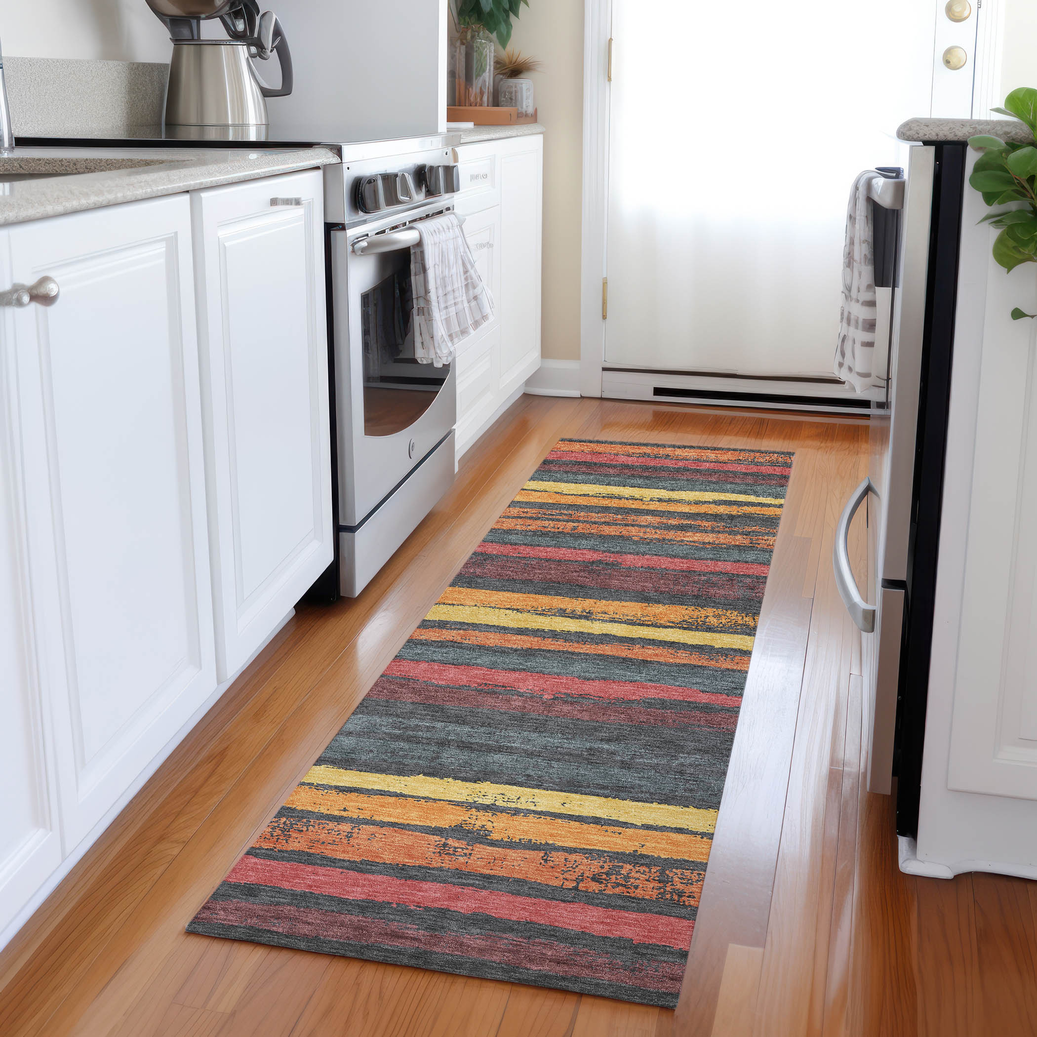 Addison Rugs ACN1019GN2X8 Chantille ACN1019GN 2 x 7 (ft) Polyester Granite Rectangular Indoor/Outdoor Geometric Machine washable Runner rug