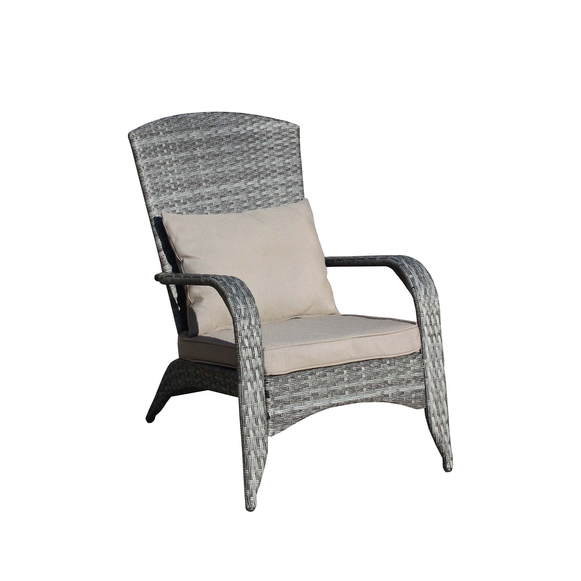 CASAINC JY-W49528619 Patio Chair with Cushions Gray Stationary Balcony Chair with Cushioned Seat