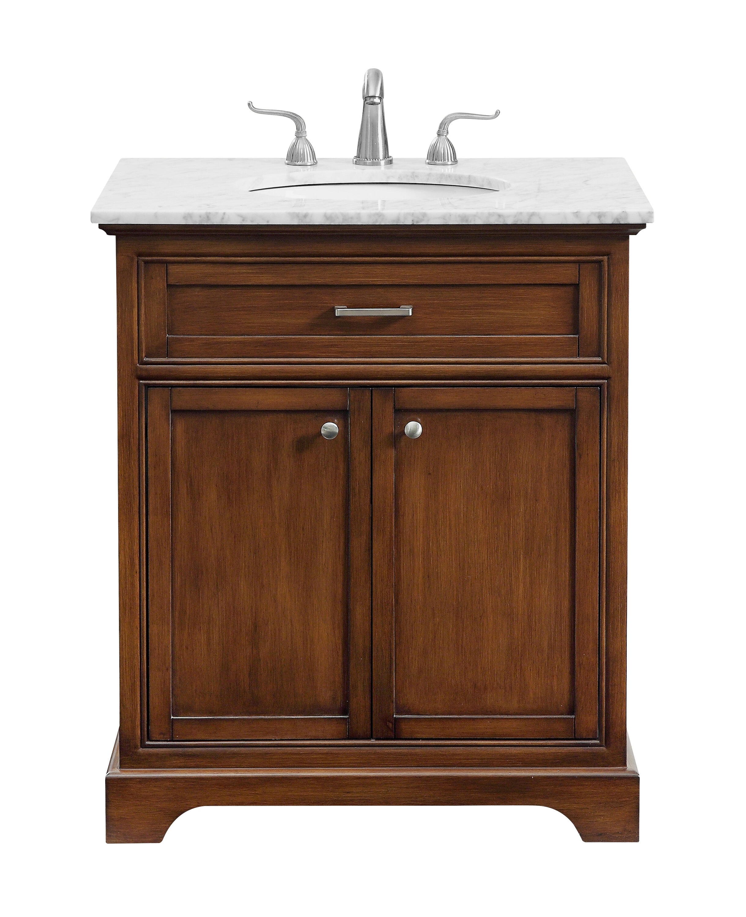 Elegant Decor FI45030TK First Impressions 30-in Brown Undermount Single sink Bathroom Vanity with Carrara White Marble Top