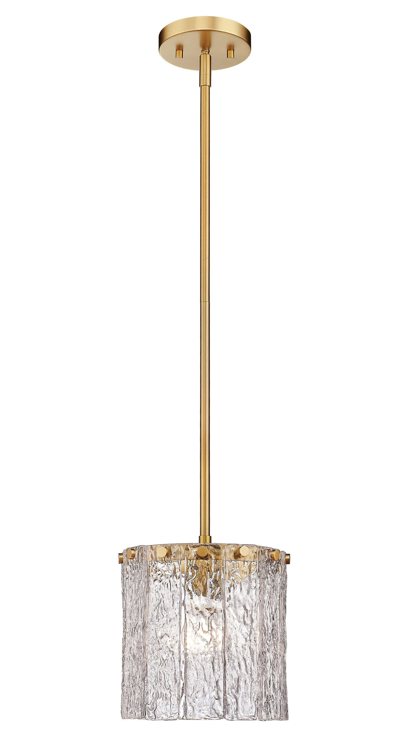 Z-Lite 1943P8-MGLD Glacier 1 -Light Modern Gold Modern/contemporary Clear glass Drum Mini Hanging Pendant light