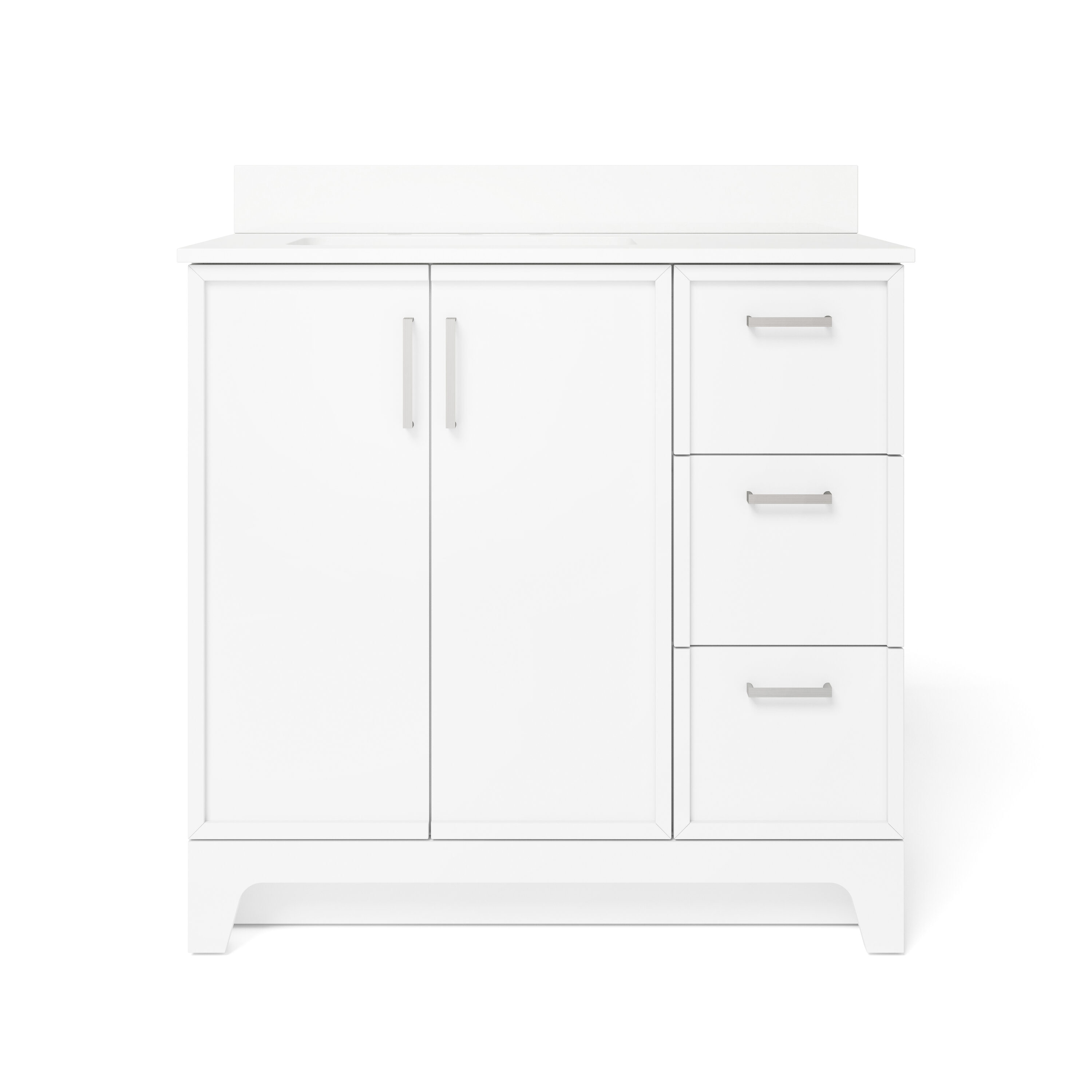 Style Selections Madix 36-in White Undermount Single Sink Bathroom Vanity  with White Engineered Stone Top in the Bathroom Vanities with Tops  department at