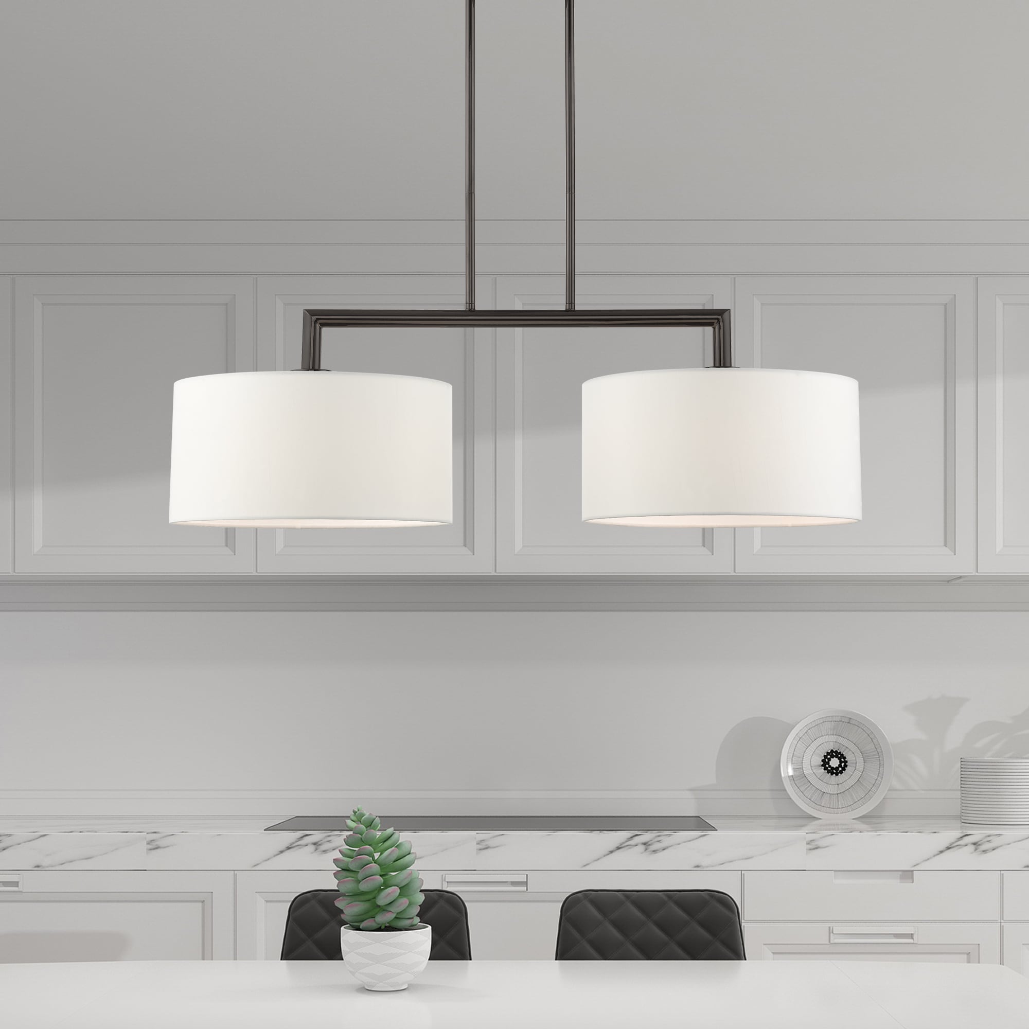 Meridian Brushed Nickel 2-Light Linear Drum Chandelier