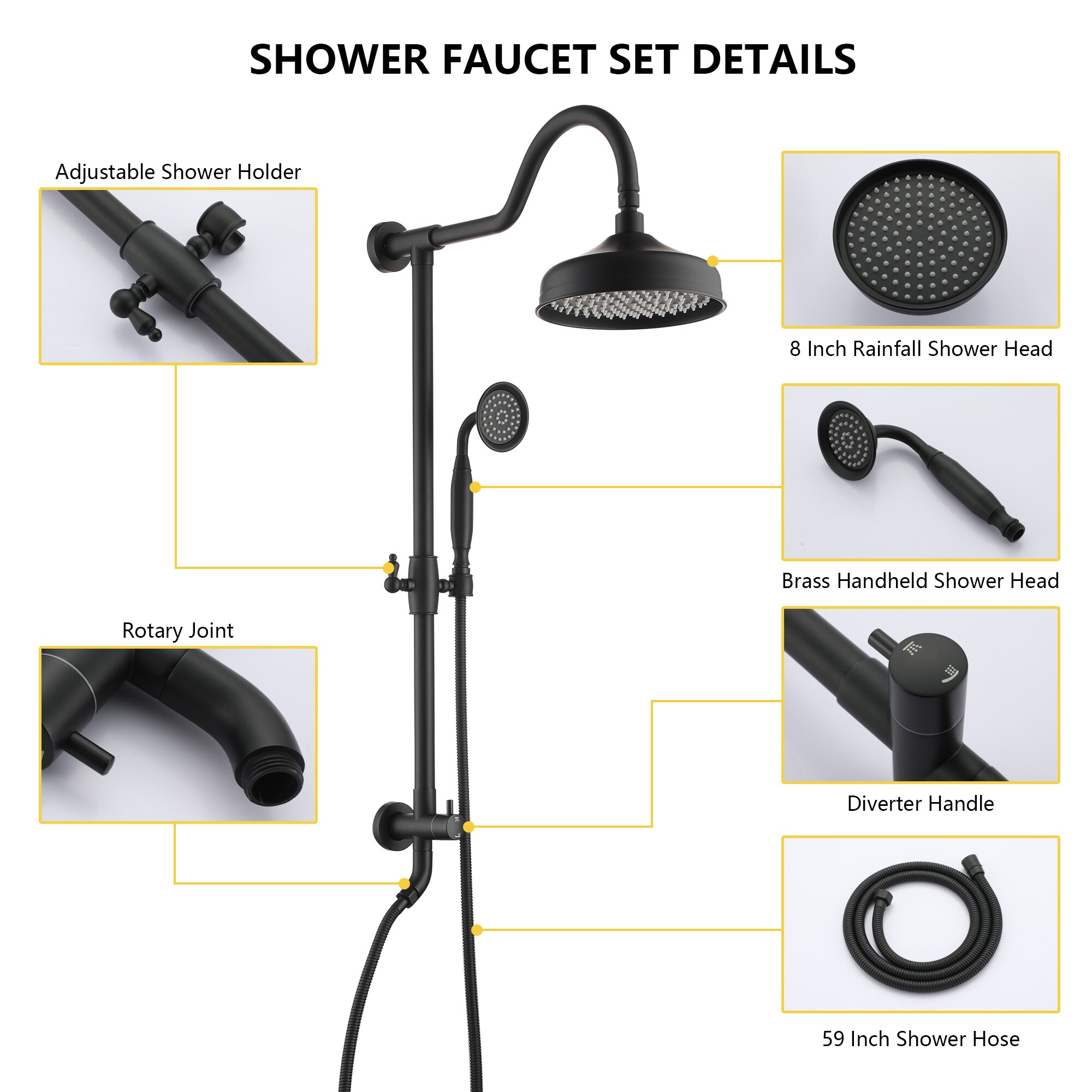 CASAINC CS1914-MB Showerhead-Bar-Panels - View #5