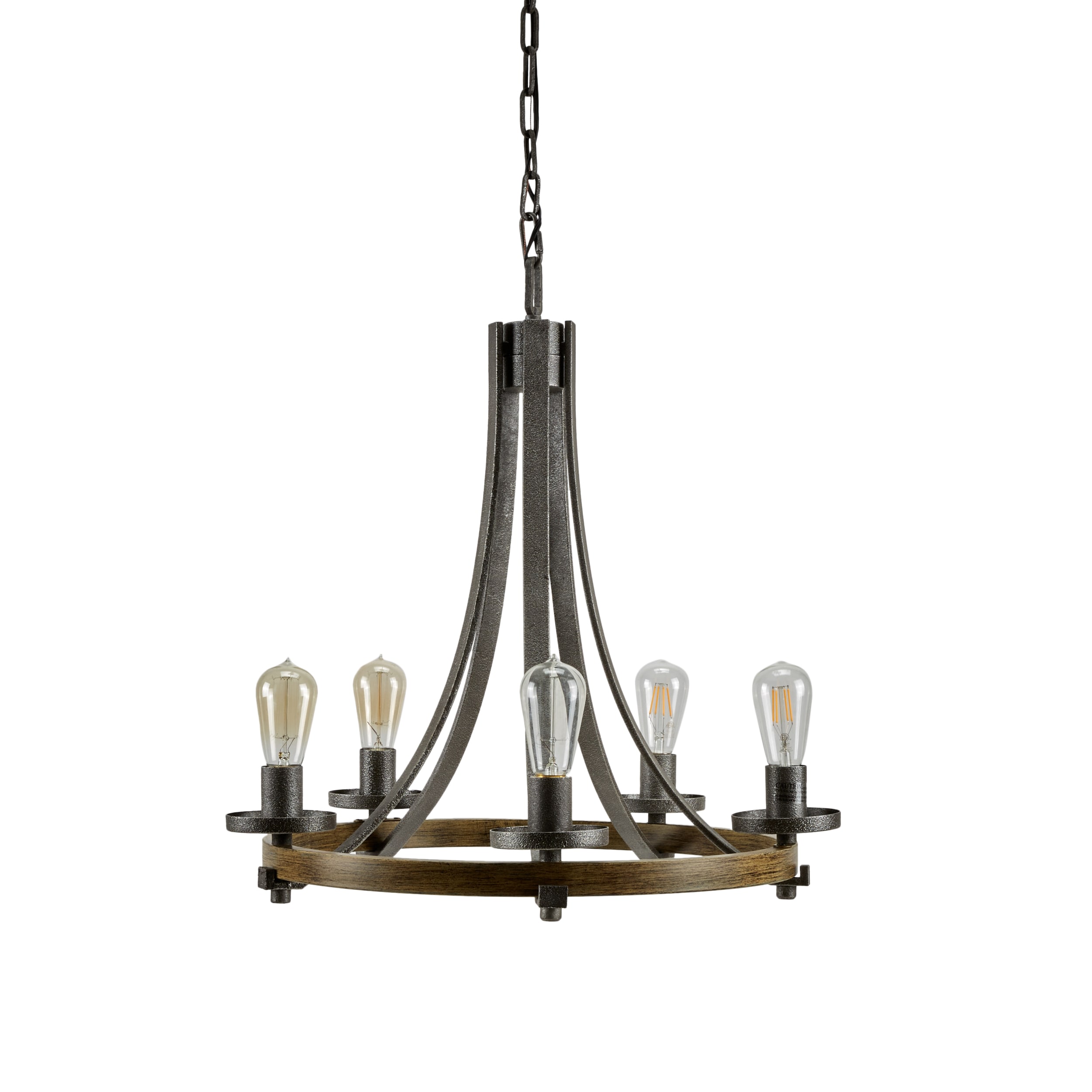Angelo Distressed Oak & Slate Grey 5-Light Chandelier