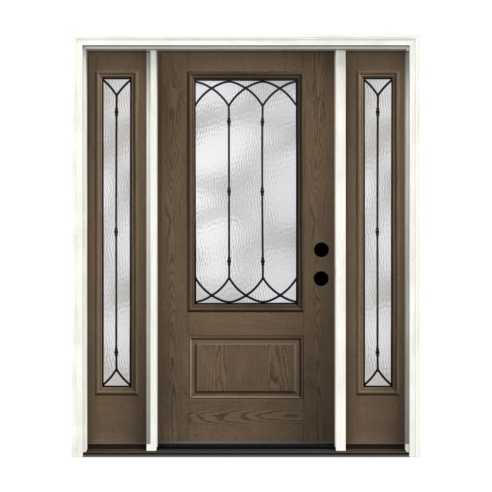 Therma-Tru Benchmark Doors Montebello 68-in x 80-in Fiberglass 3/4 Lite Left-Hand Inswing Gray Ash Stained Prehung Single Front Door with Sidelights -  TTB644993SOS