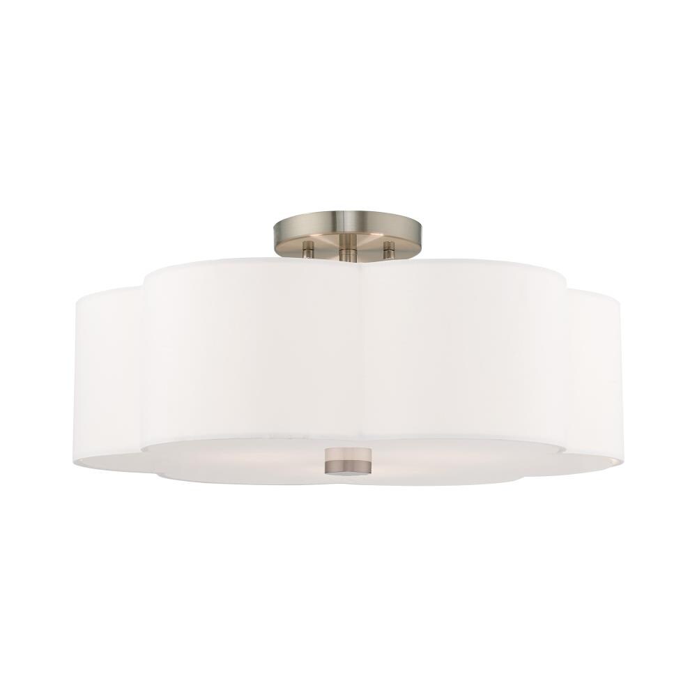 Livex Lighting 52154-91 Chelsea 3 -Light 18-in Brushed Nickel Semi Flush Mount Light