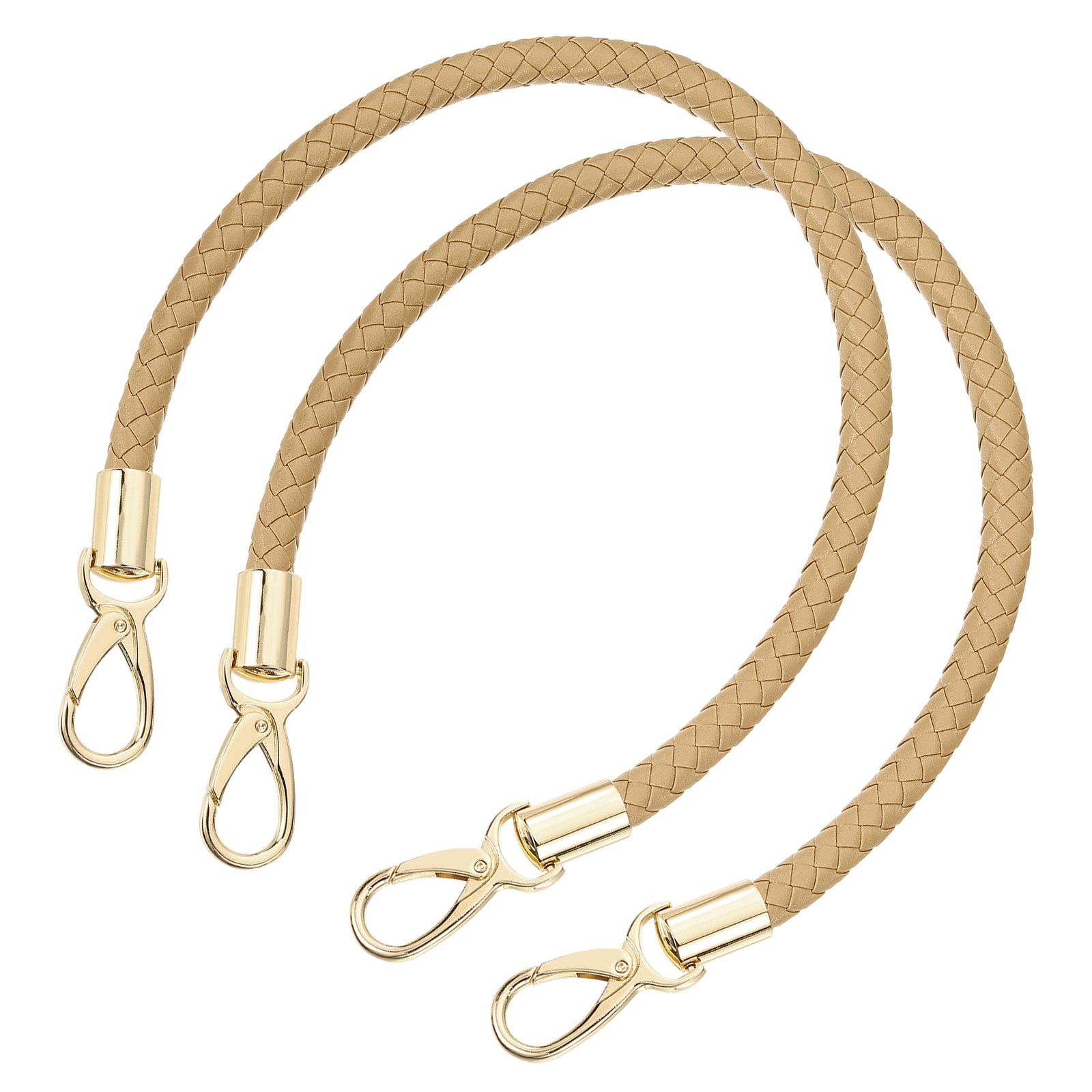 Unique Bargains Leather Purse Strap 2pcs 50cm/19.69inch Short Leather PU Braided Purse Replacement Handle with Metal Buckles for Underarm Bags Handbags (Apricot Strap + Gold Clasp) #S25120901UX3382