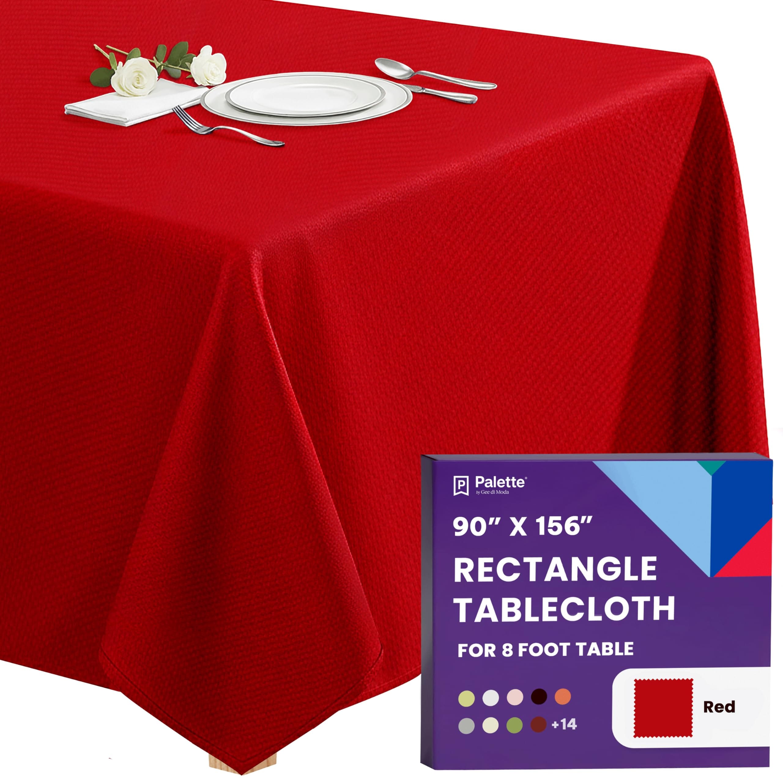 Gee Di Moda  Rectangle Tablecloth - 90 x 156 Inch Red Rectangle Table Cloth - Heavy Duty Washable Fabric - for Buffet Table Holiday Party Dinner Wedding and Baby Shower