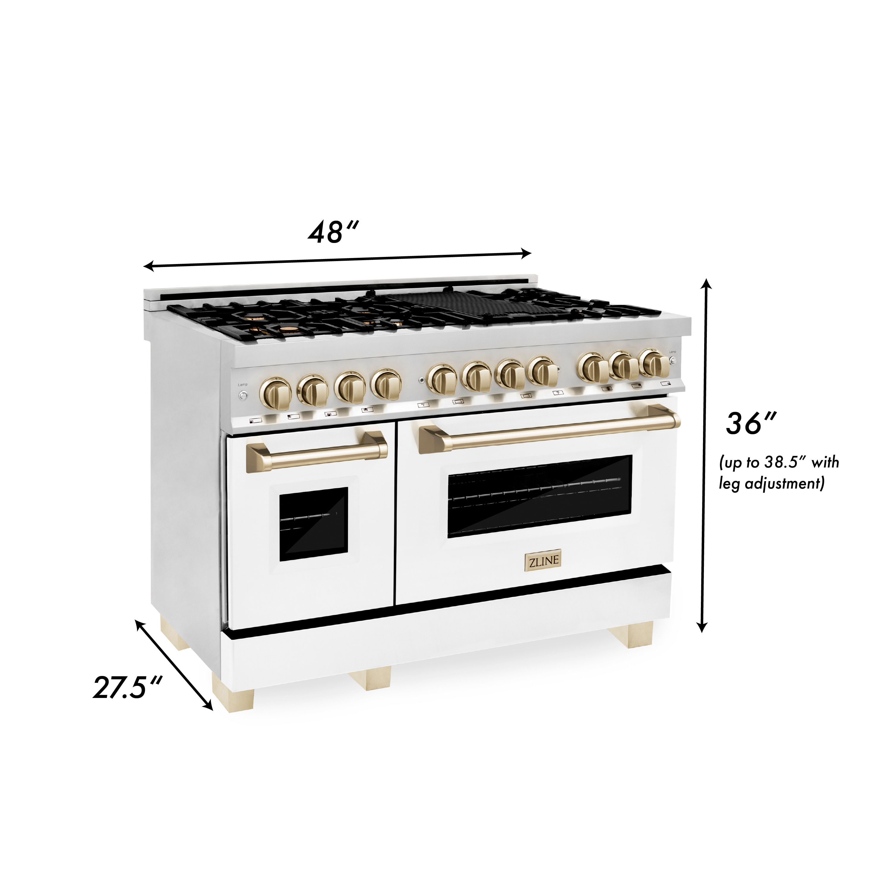 ZLINE KITCHEN & BATH Professional Autograph Edition 48-in 7 Burners 4.2-cu  ft / 1.8-cu ft Convection Oven Freestanding Double Oven Dual Fuel Range in  the Double Oven Dual Fuel Ranges department at