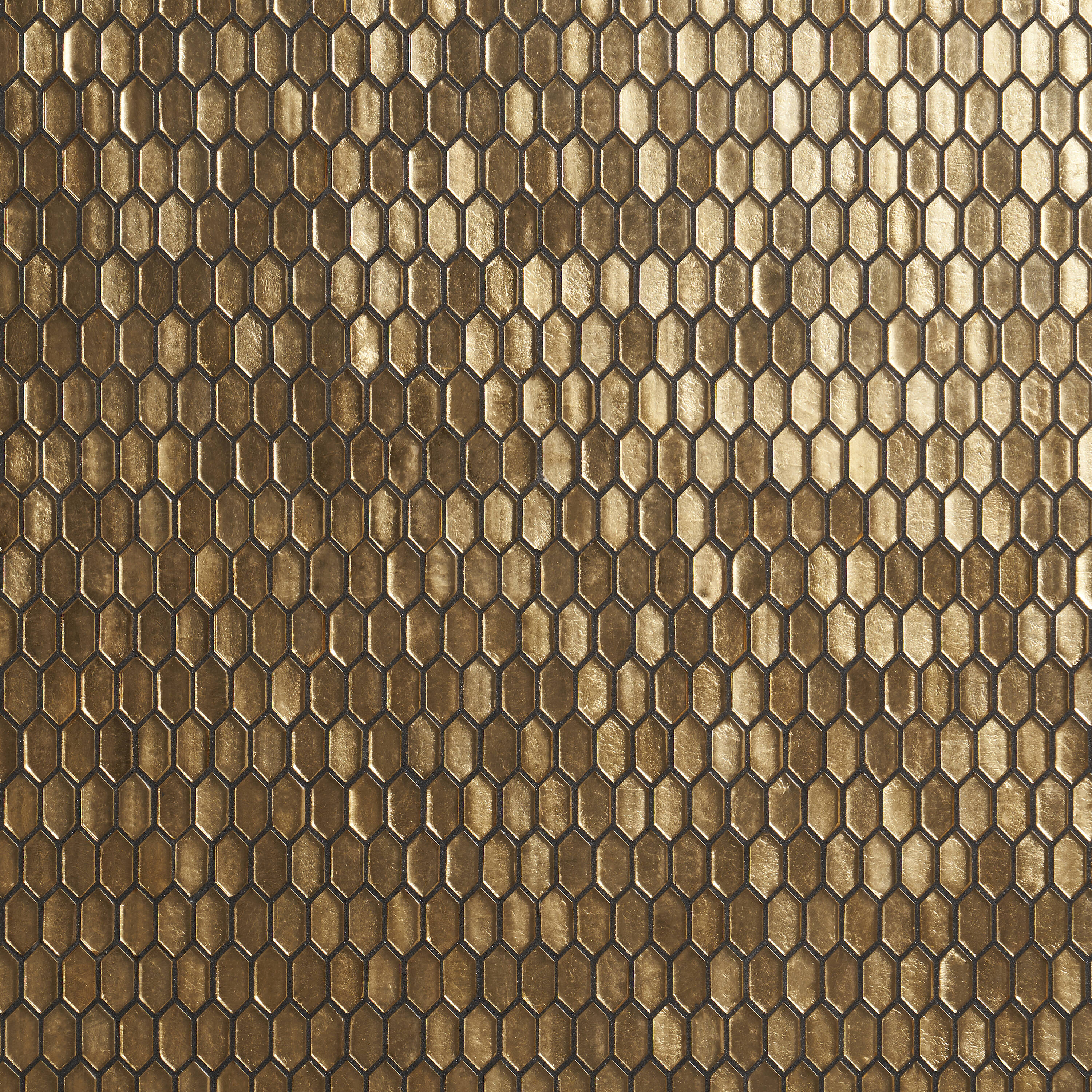 Artmore Tile EXT3RD108420 Flicker Gold 11-in x 11-in Polished Glass Hexagon Mosaic Wall Tile (0.94-sq. ft/ Piece)