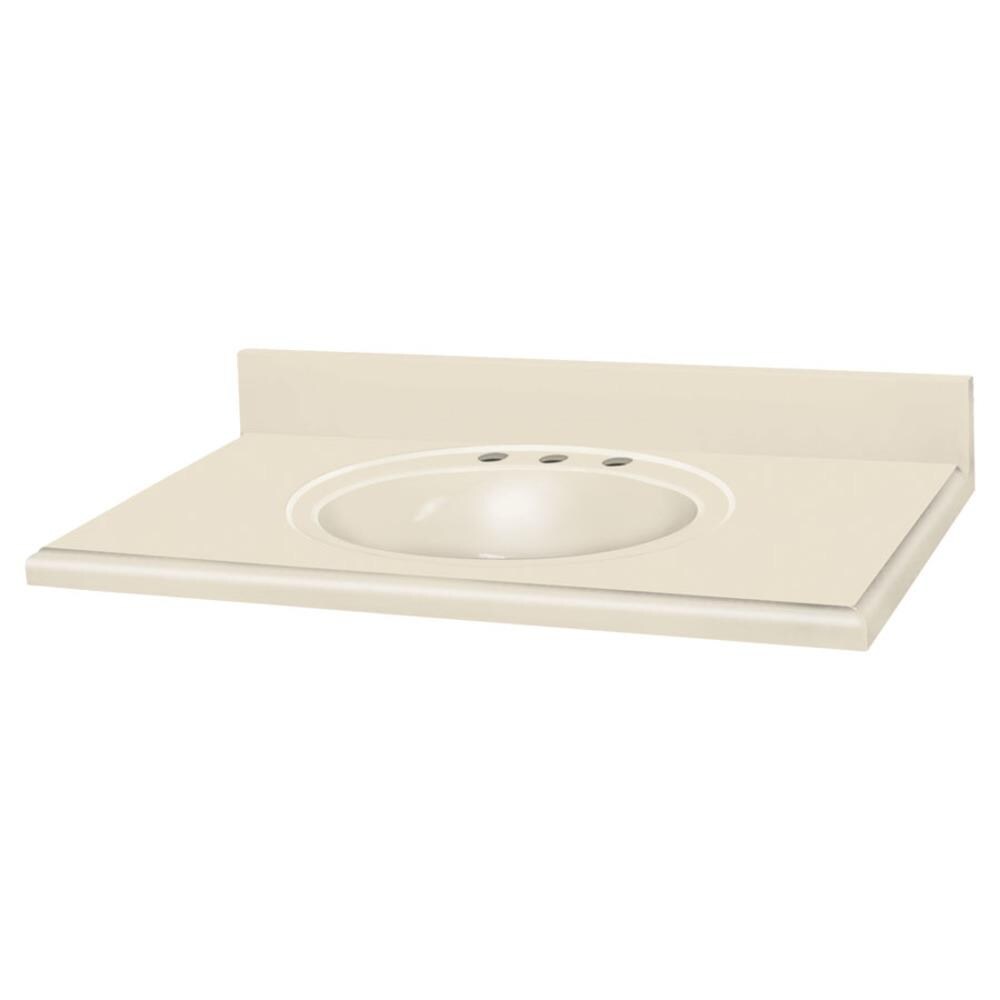 Transolid ITBC3722-A7-8 Decor Biscuit Solid Surface Integral Single Sink Bathroom Vanity Top (Common: 37-in x 22-in; Actual: 37-in x 22-in)