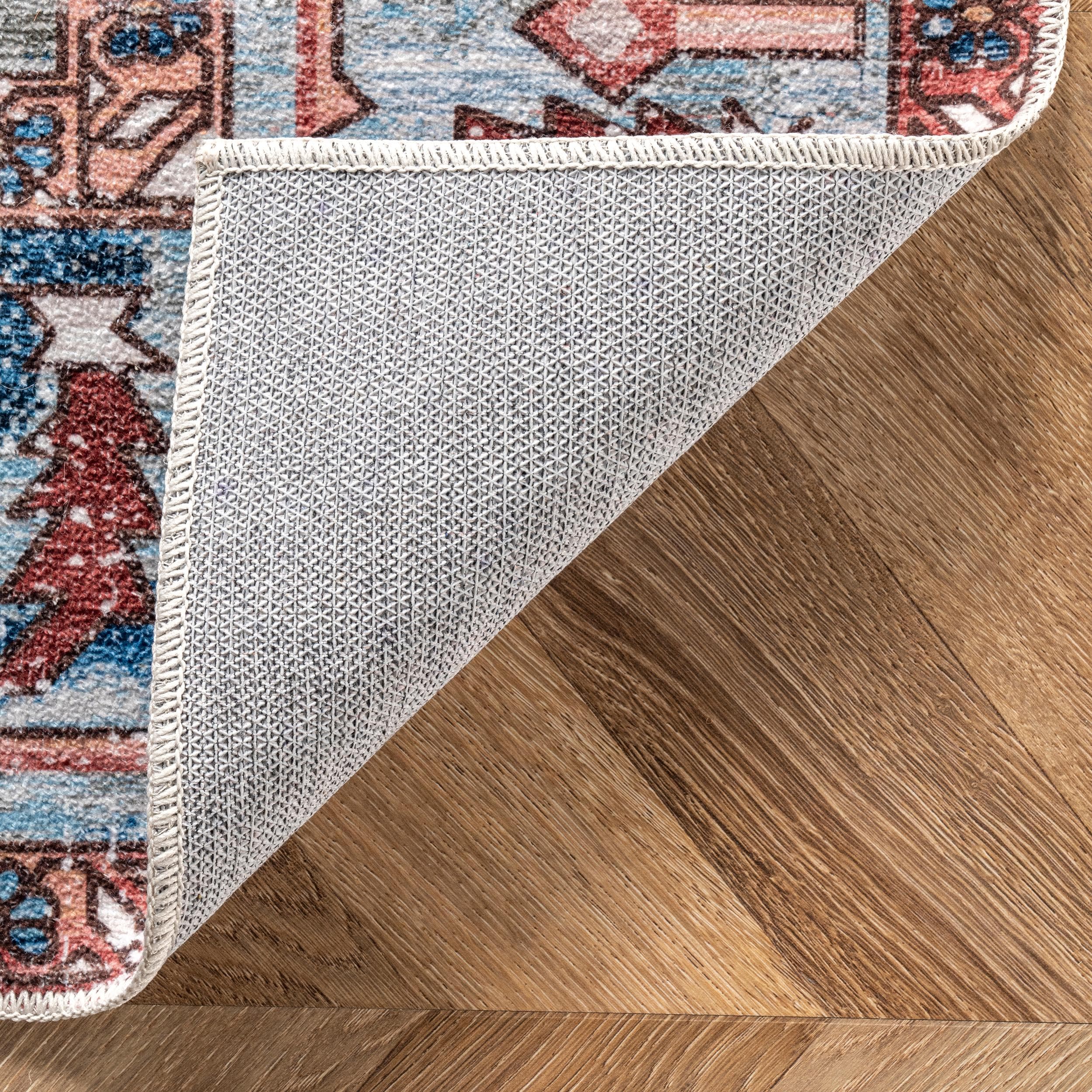 Eliza Multi-Color Traditional Medallion Washable Area Rug