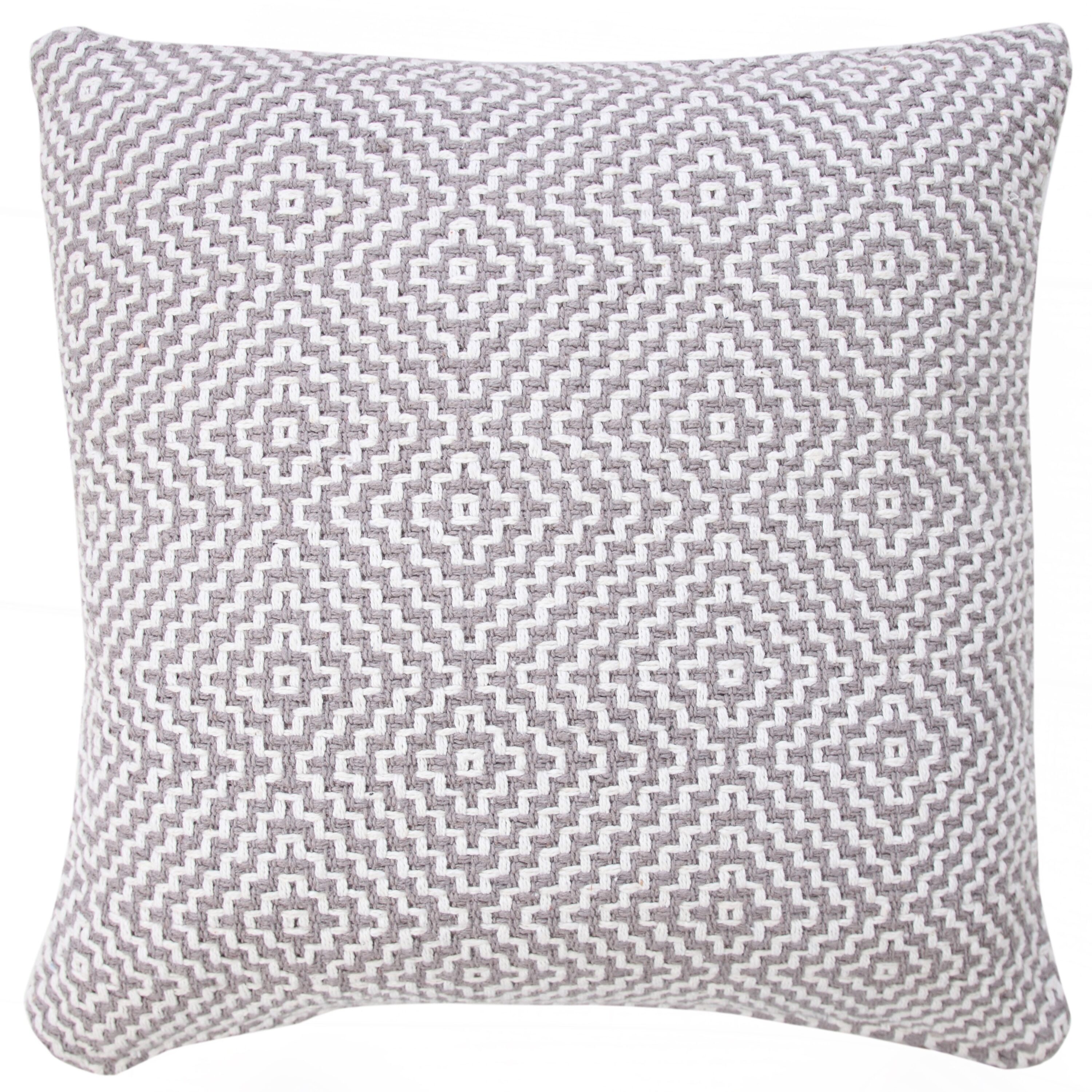 Gray and White Geometric Cotton 20" Square Throw Pillow