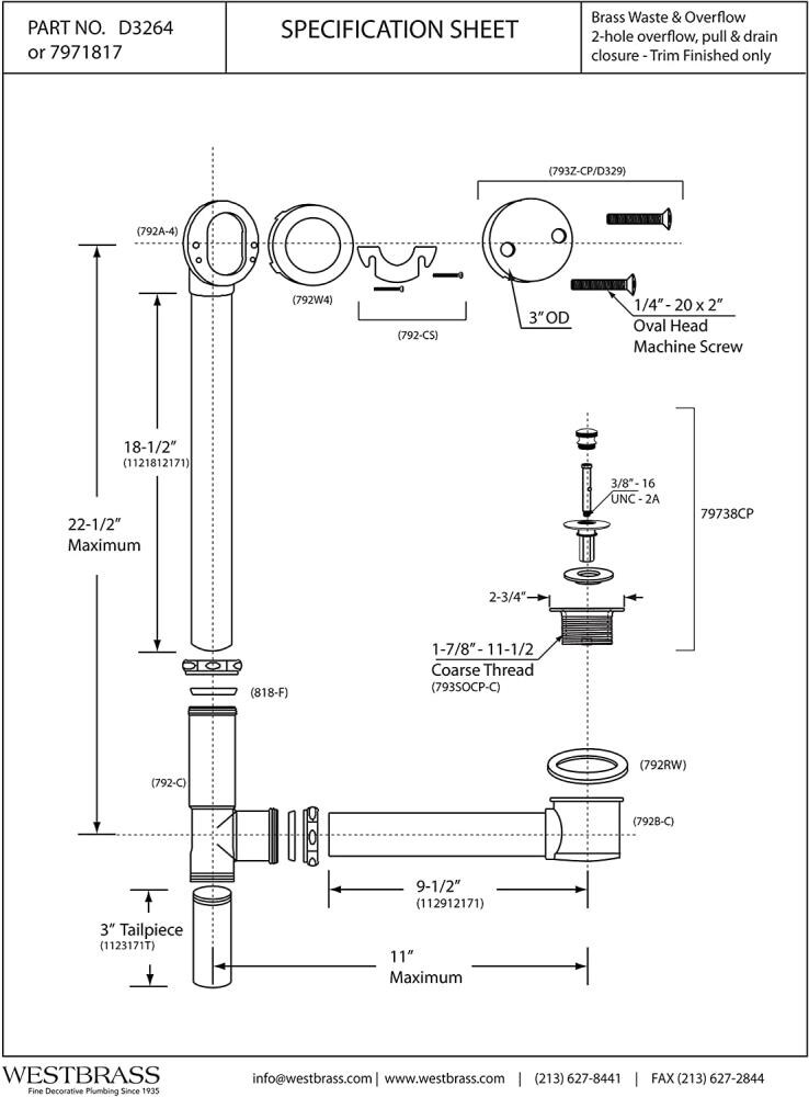 WESTBRASS D3264-62 Tub-Drain-Accessories - View #2