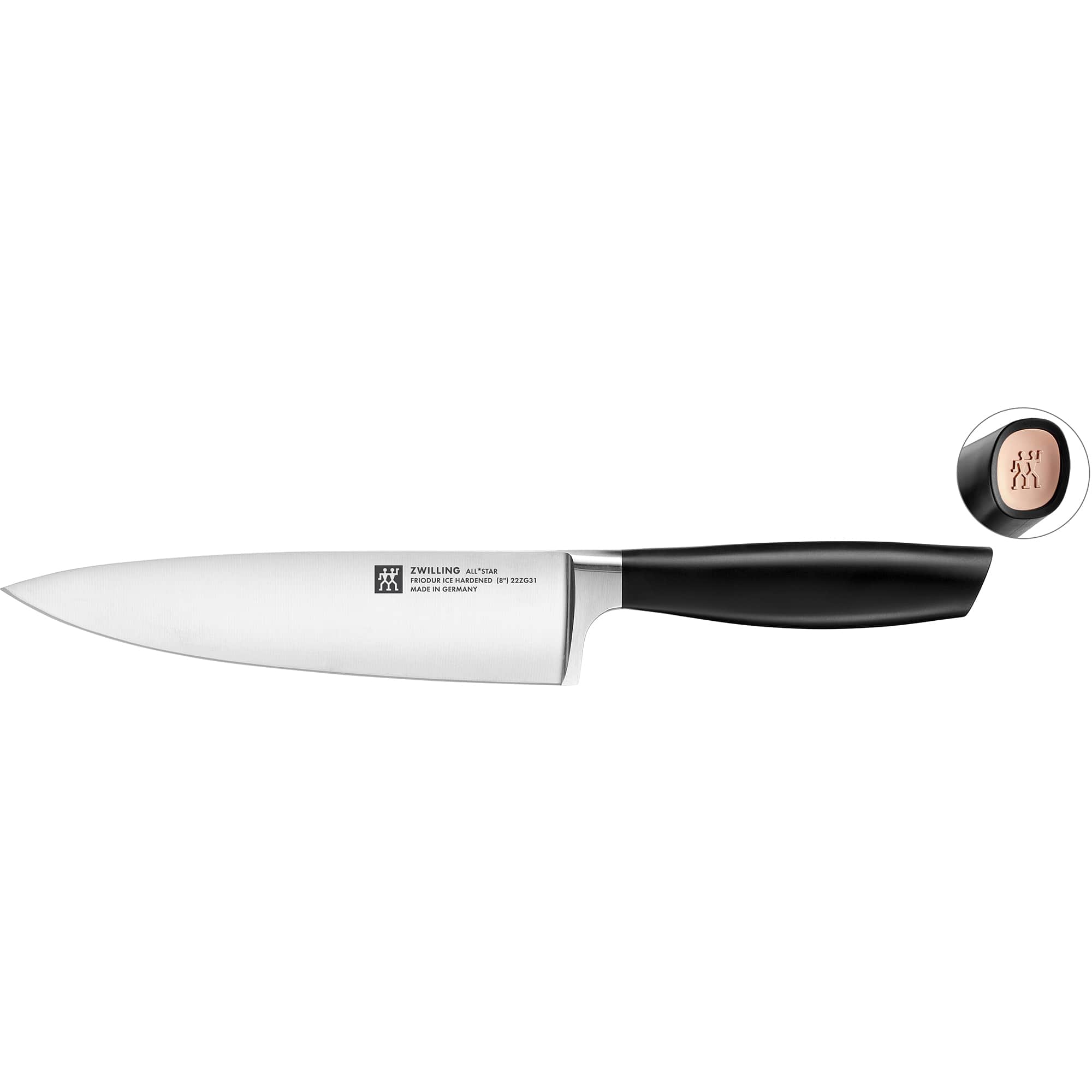 Zwilling All Star 8-inch Chef Knife - Rose Gold End Cap #33851-204