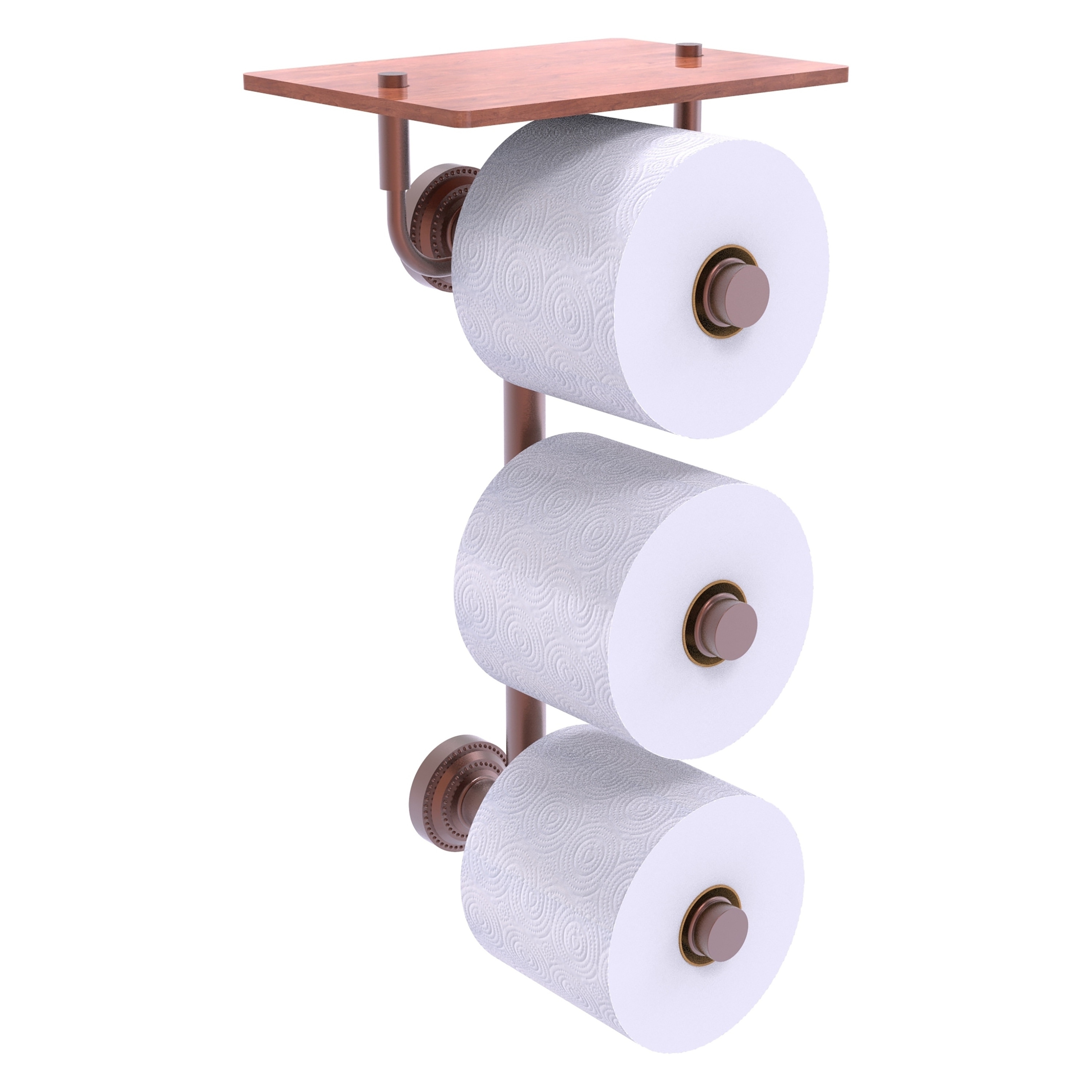 Allied Brass DT-35-3VS-IRW-CA Dottingham Antique Copper Wall mount Double post Toilet Paper Holder 3 -Rolls with Storage