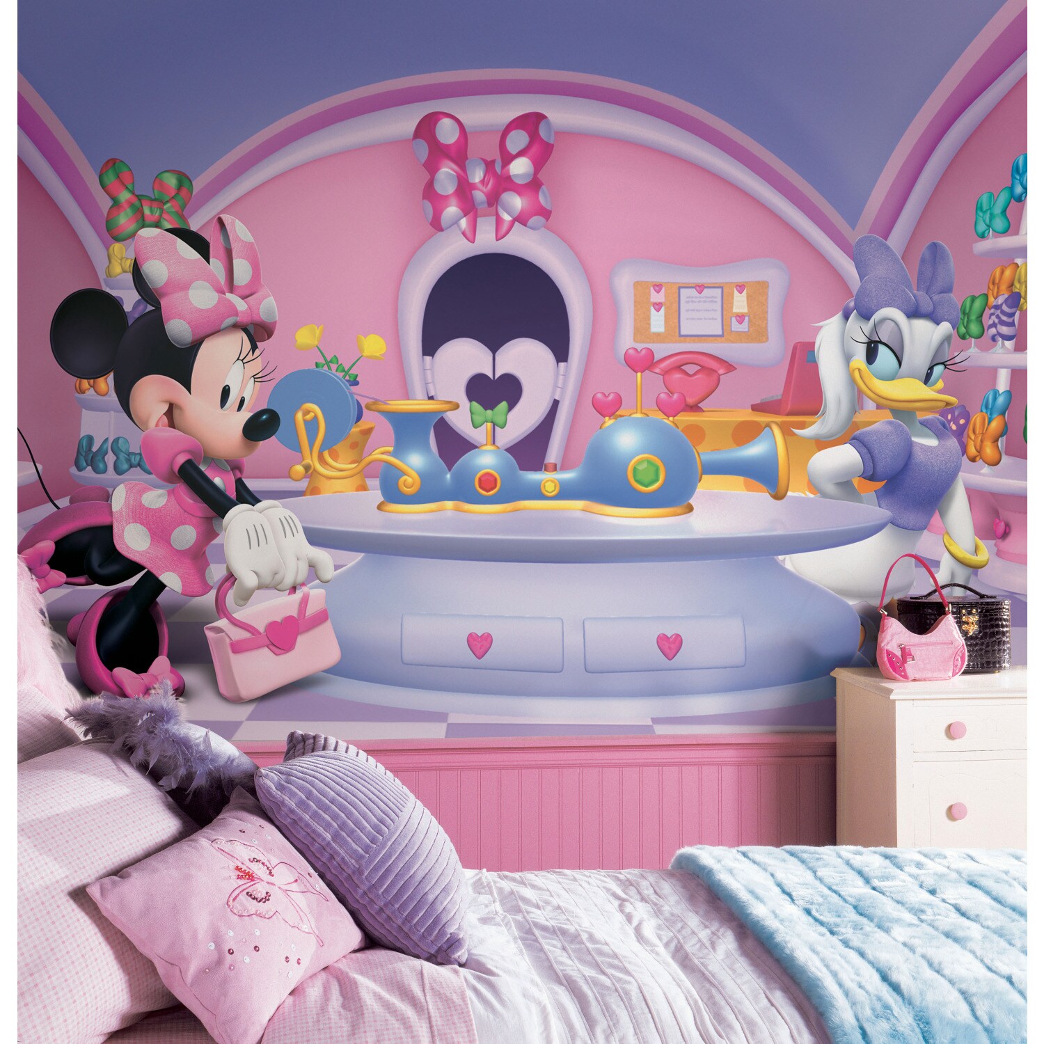Minnie and Daisy Pink Fashionista Wall Mural