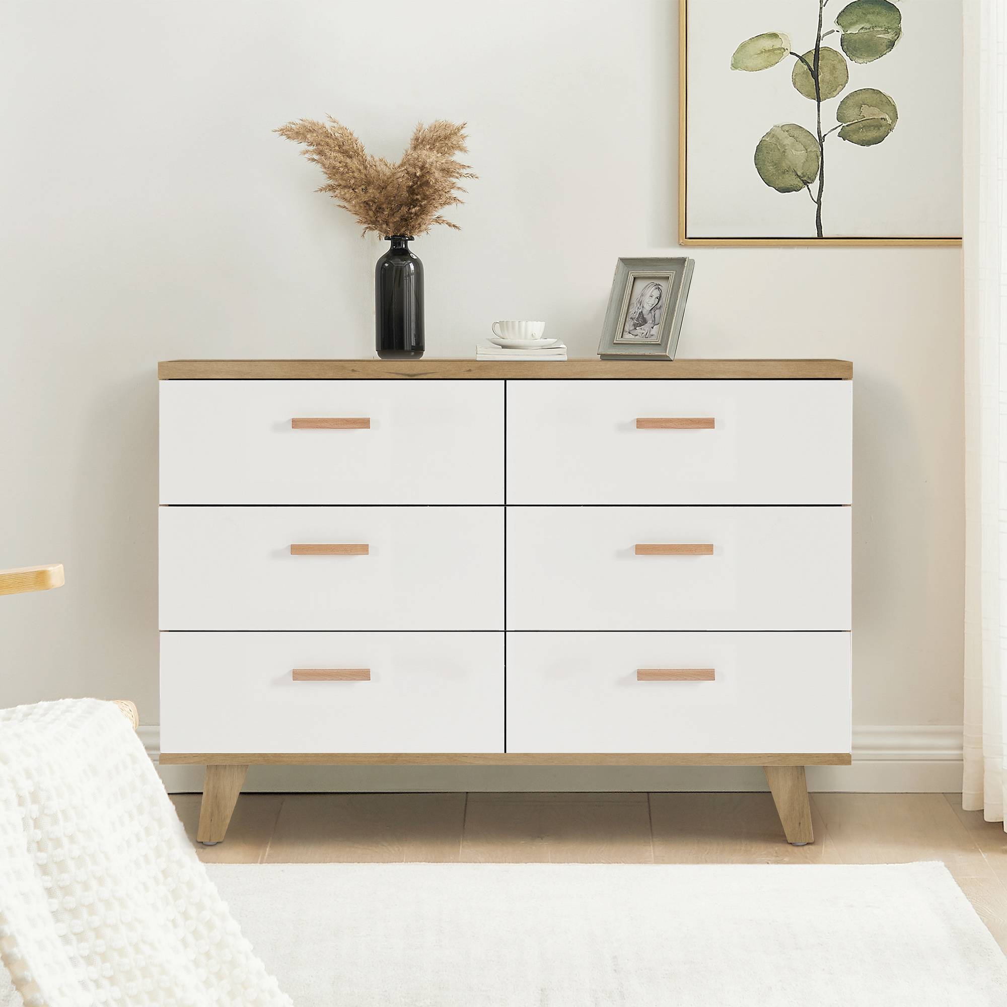 Yiekholo YLL-0770AAK White 6 -Drawer Standard dresser