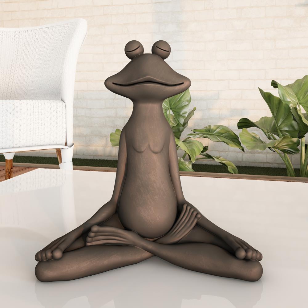 Nature Spring 872578NYU 7-Inches H x 3.25-Inches W Bronze Frog Garden Statue