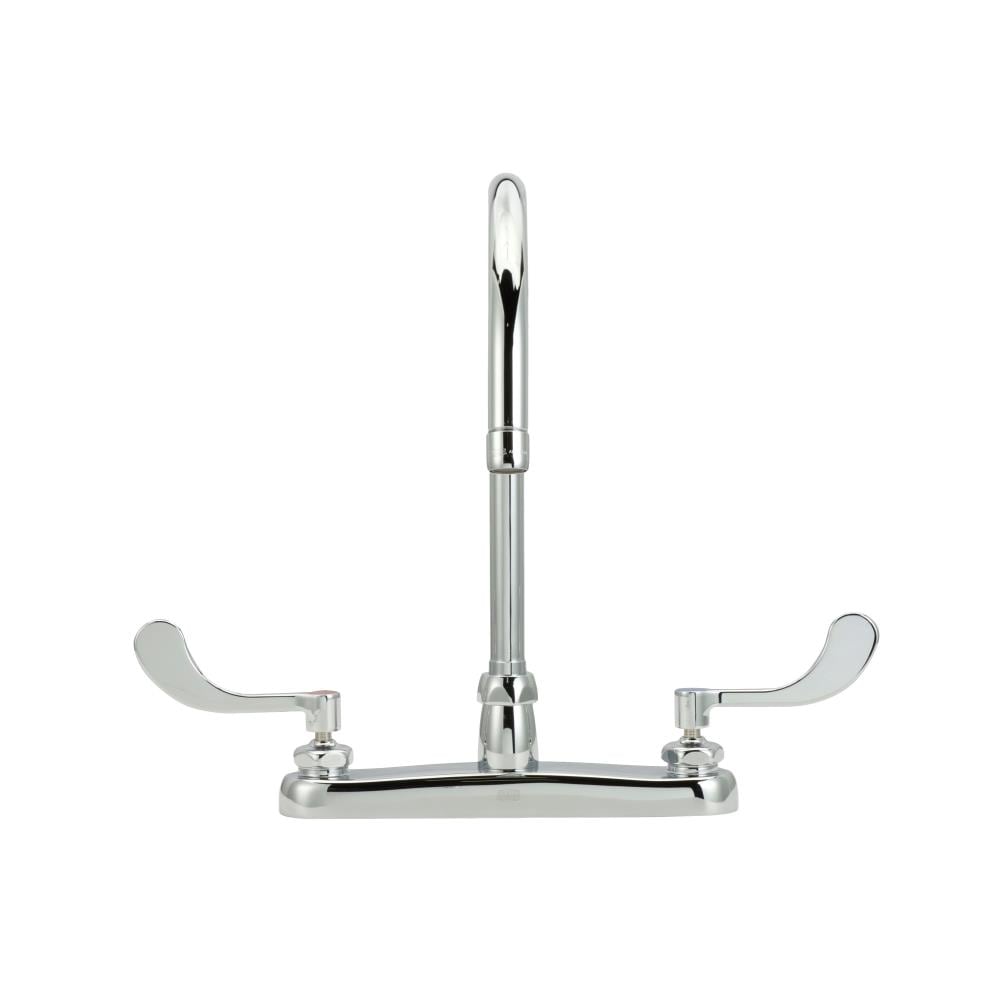 Zurn Z871C4-XL AquaSpec Chrome 2-hole 2-handle High-arc Commercial/Residential Handle Bathroom Sink Faucet with Deck Plate
