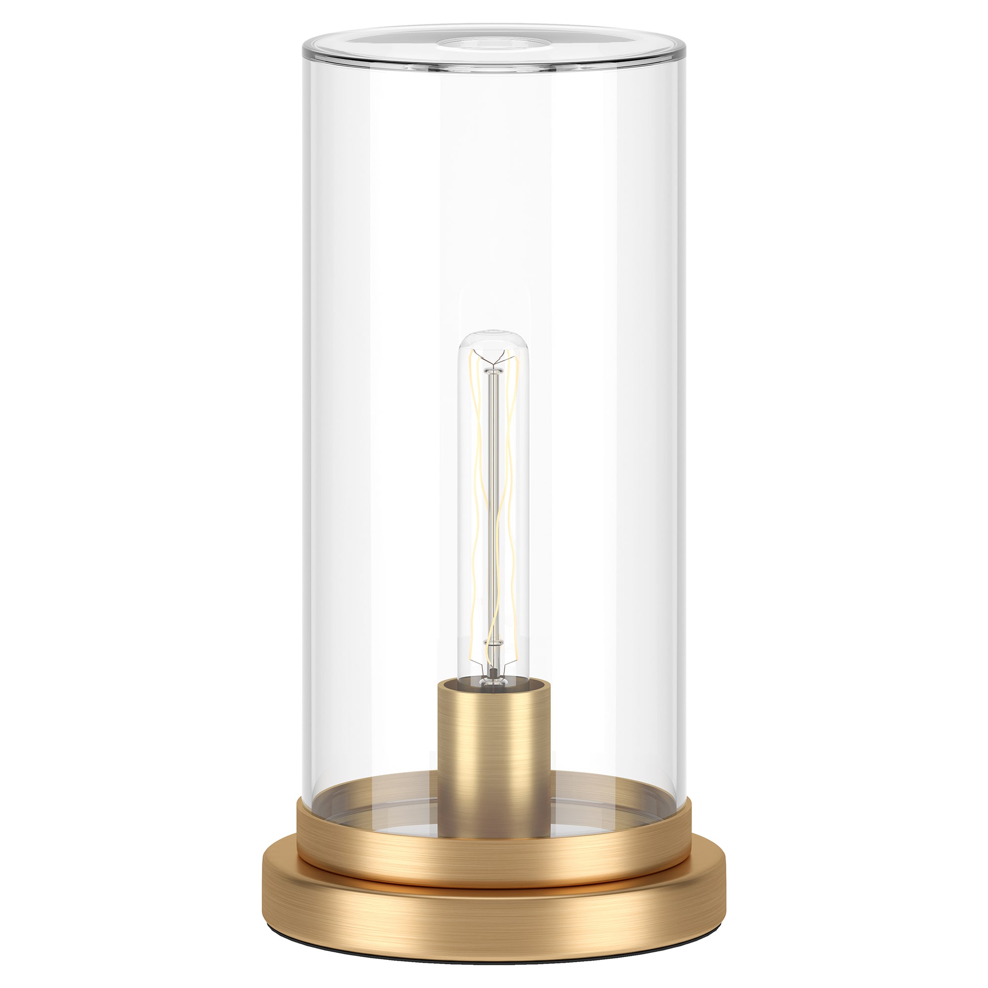Brushed Brass and Clear Glass Mini Torchiere Accent Lamp