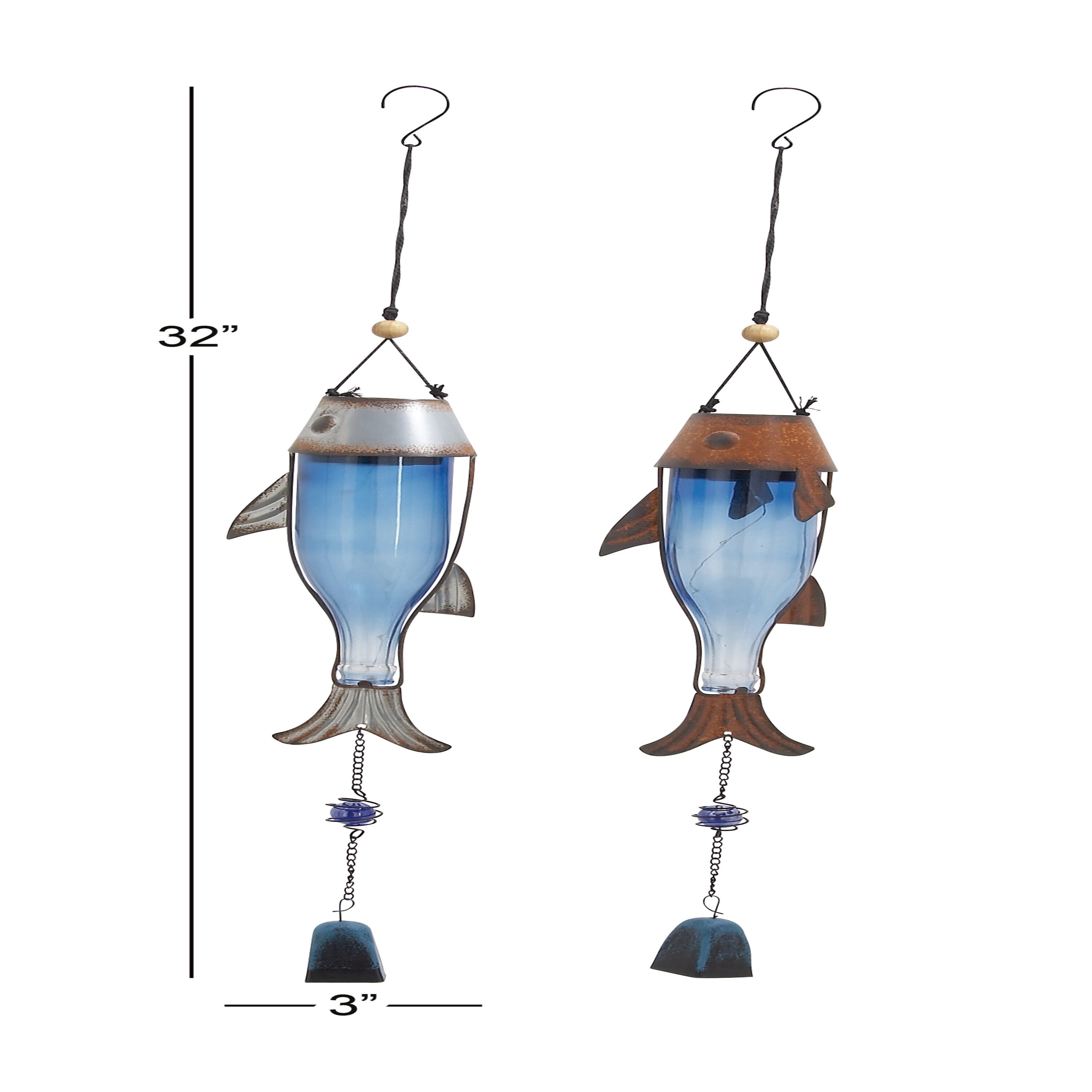 Grayson Lane 32-in Blue Fish with Glass Bottle Body and Beads
