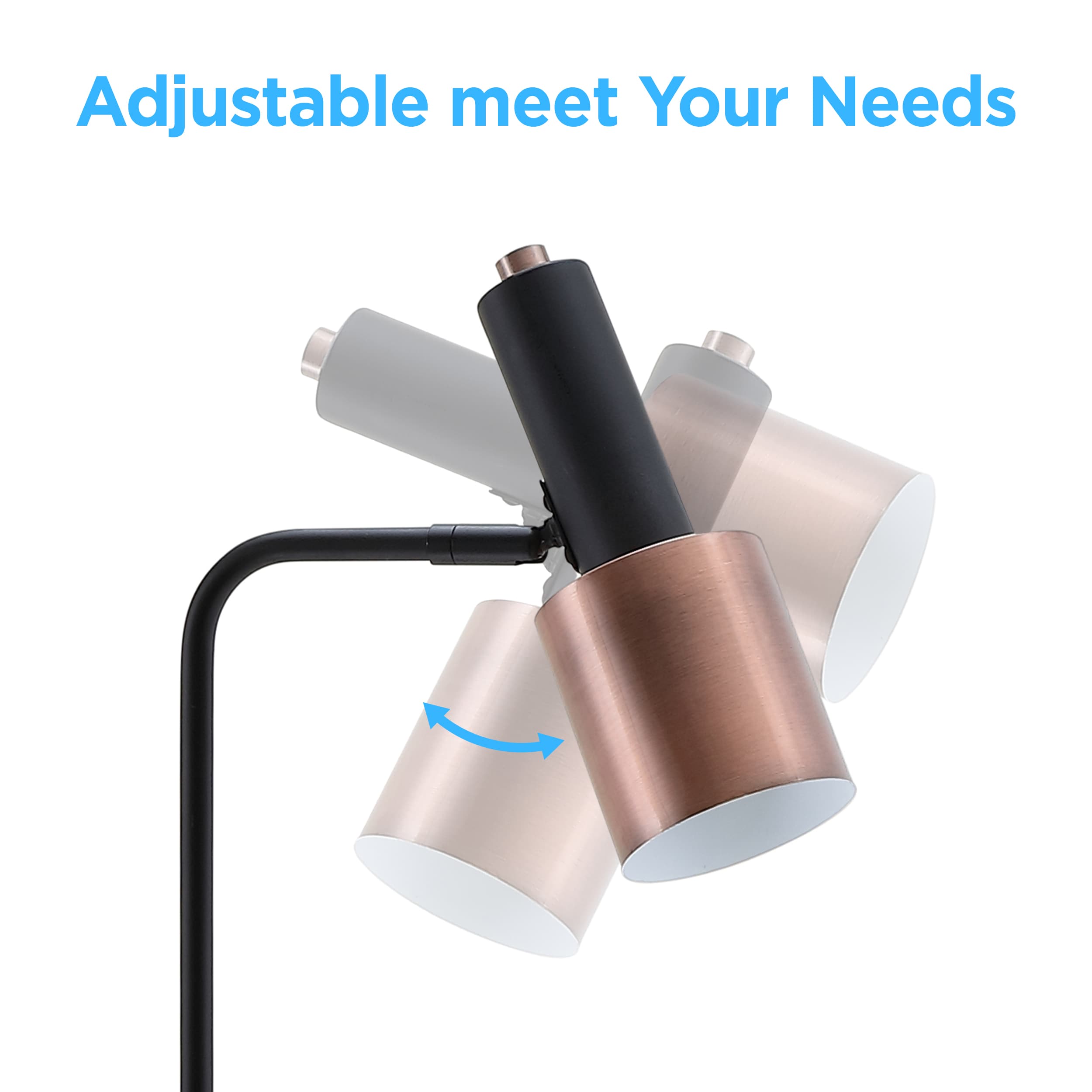 Brady 59.5" Black and Copper Modern LED Task Floor Lamp
