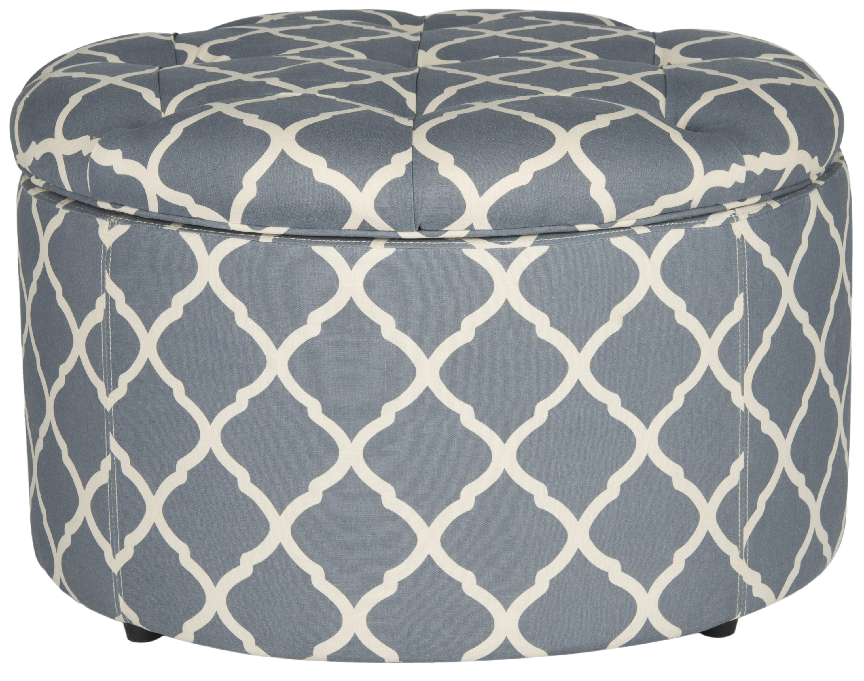 Safavieh MCR1005G Tanisha Casual Gray Round Storage Ottoman