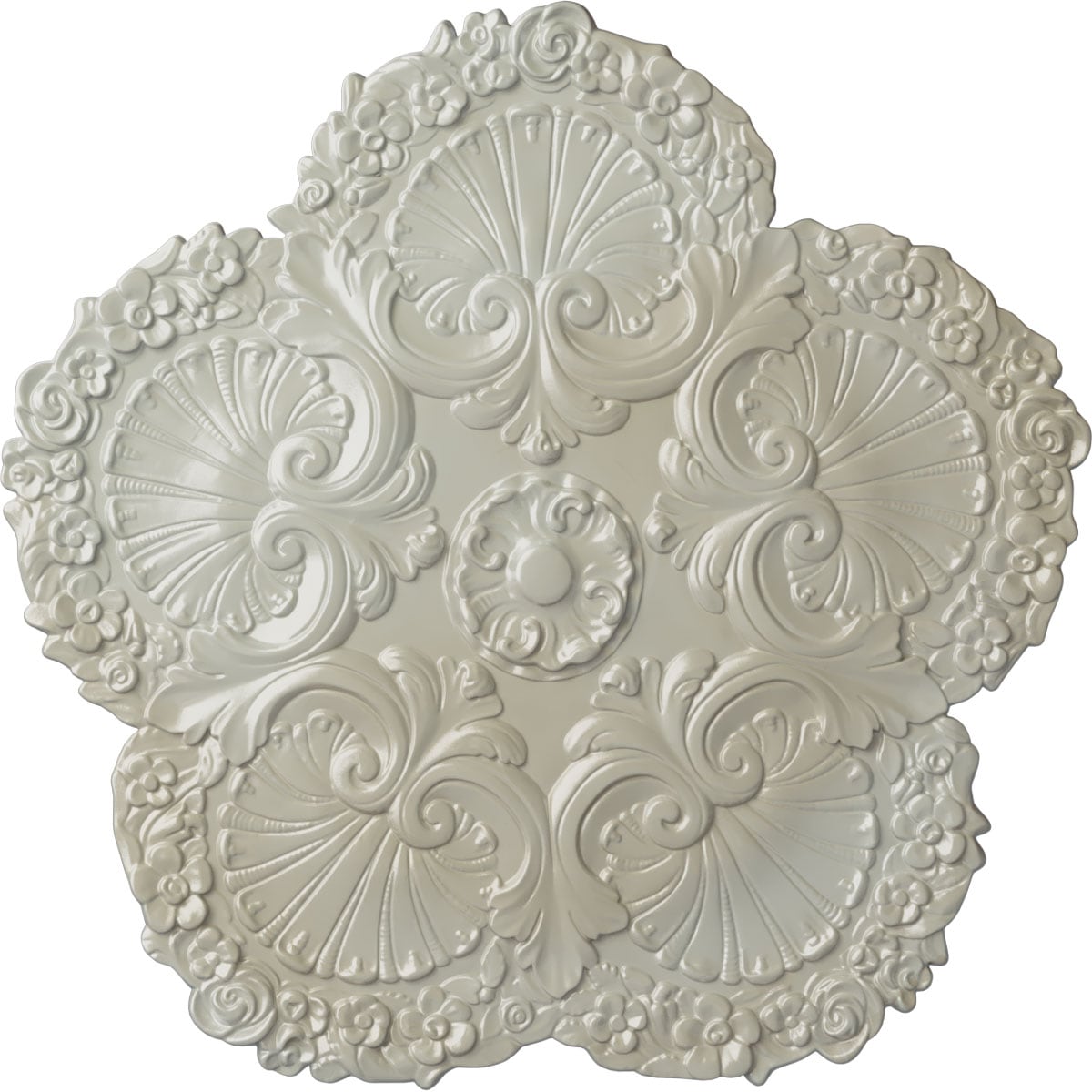 Ekena Millwork CM25SHFBS Shell 25.625-in W x 25.625-in L Painted Flash Blue Polyurethane Whole Ceiling Medallion