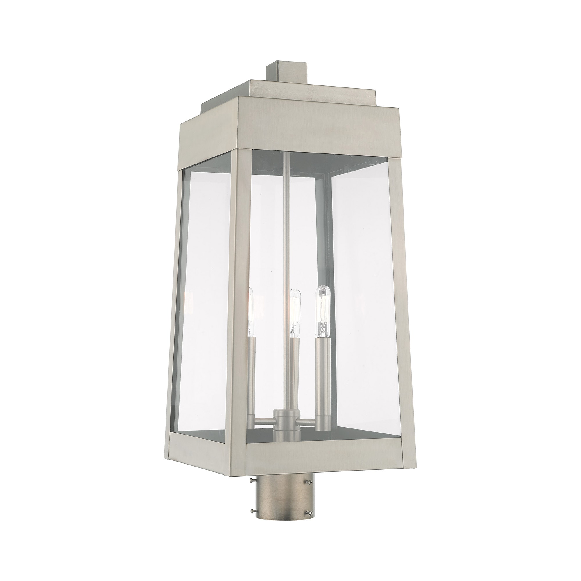 Livex Lighting 20859-91 Oslo 24.75-Inches Brushed Nickel Transitional Outdoor Light post lantern