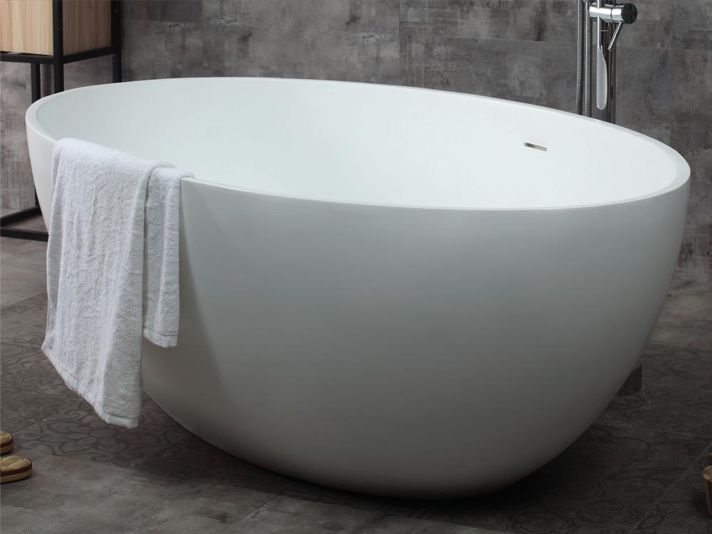 67'' Matte White Resin Freestanding Soaking Bathtub
