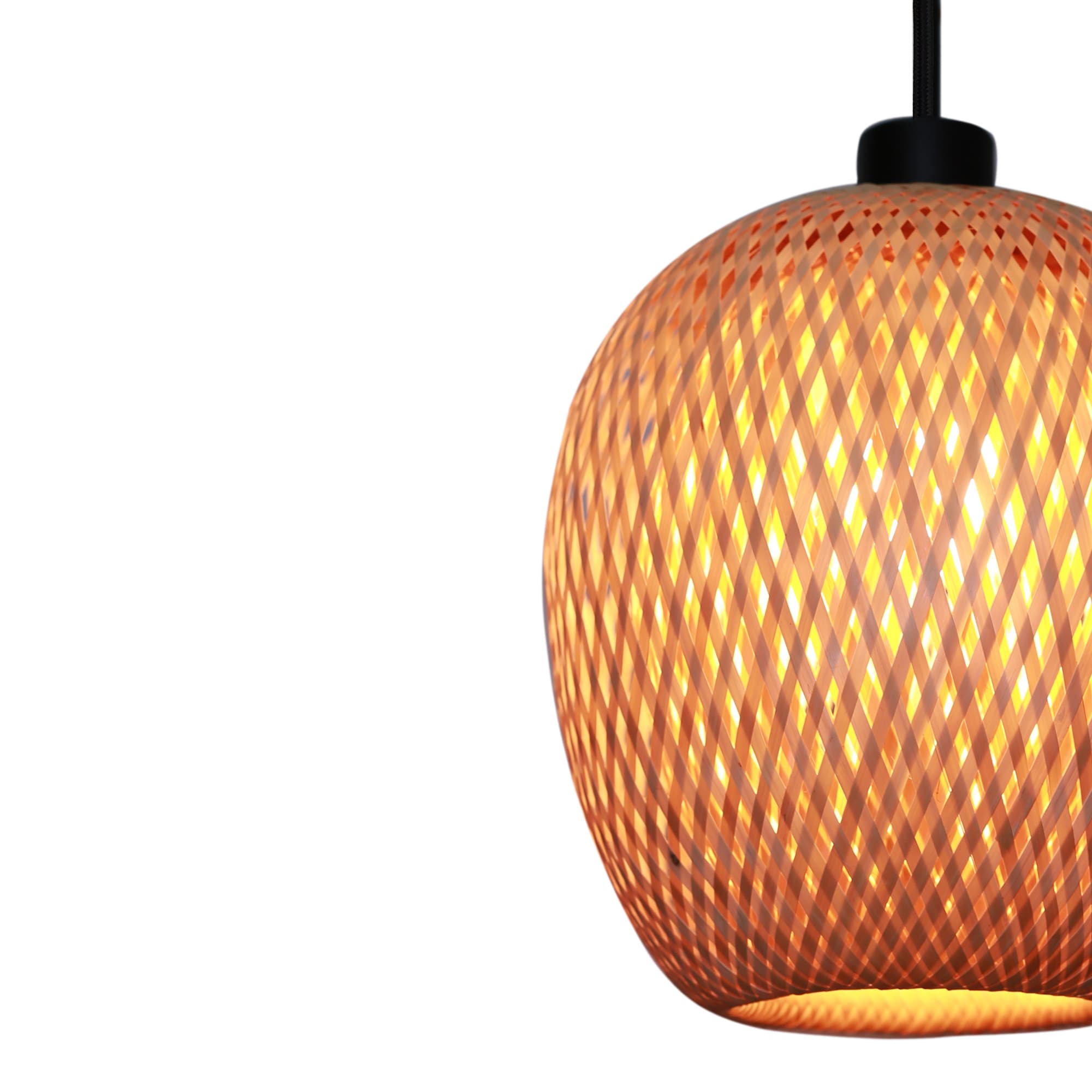 Bernice 10" Black Rattan Drum Pendant Light