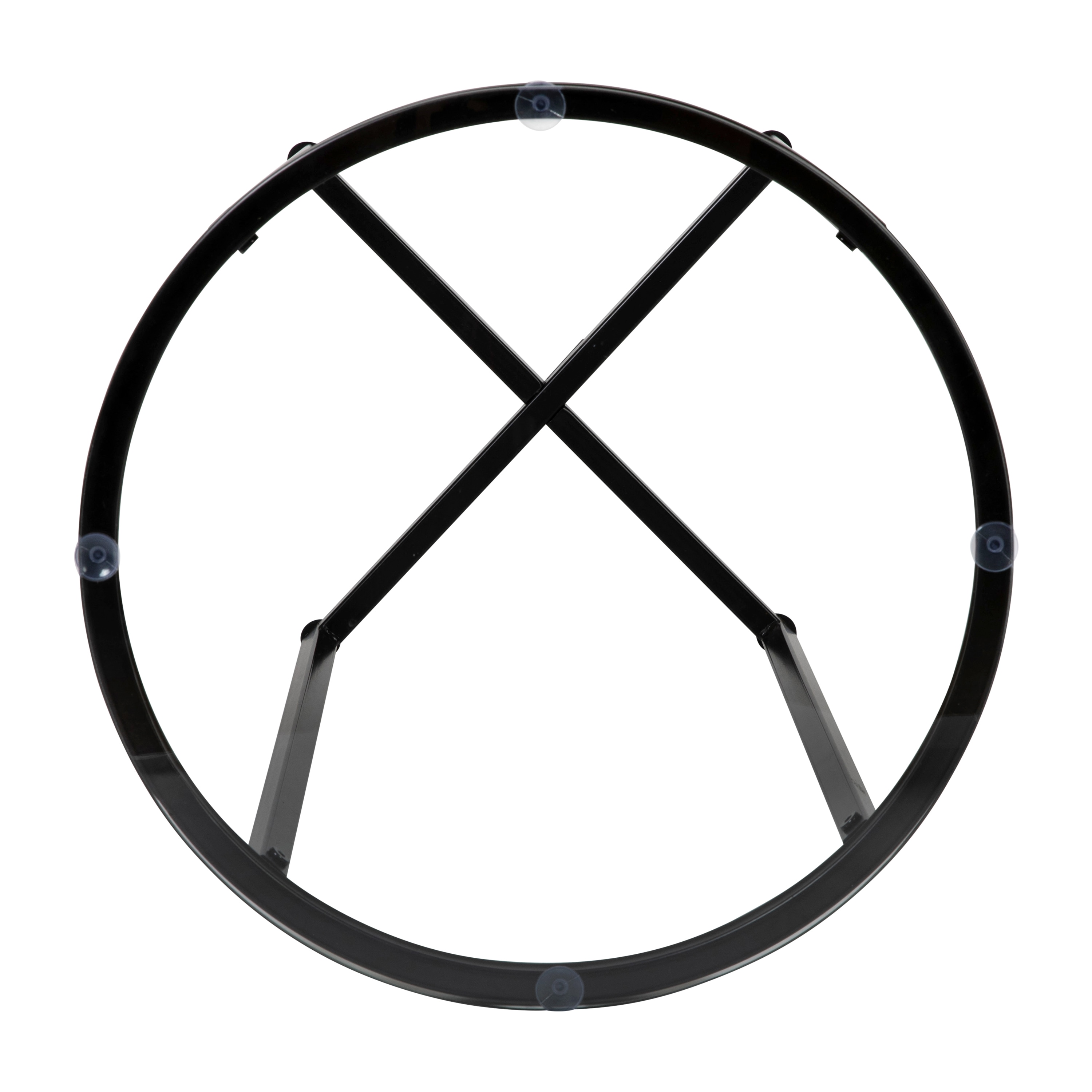 Round Clear Glass End Table with Matte Black Metal Frame