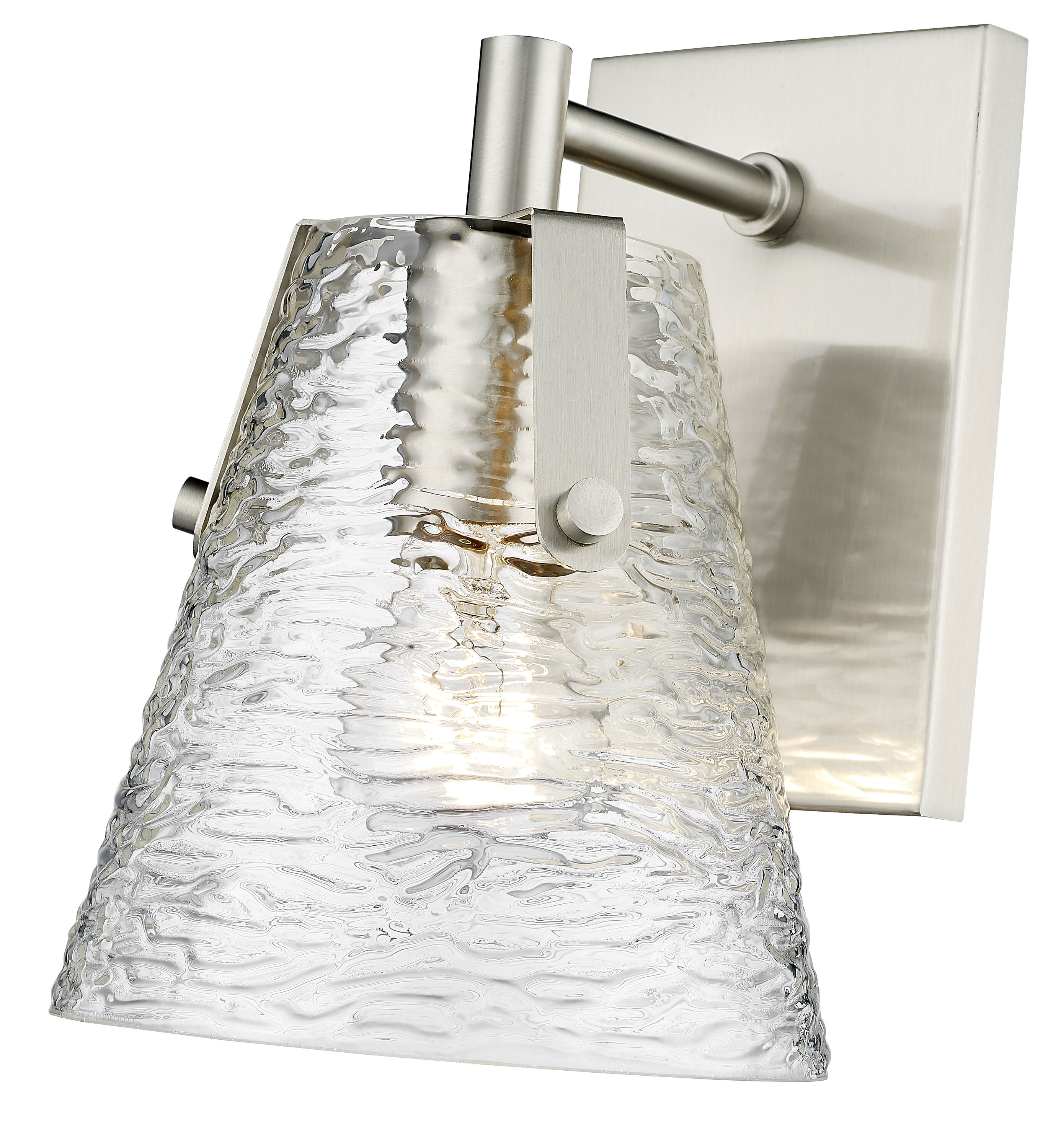 Analia Brushed Nickel and Glass 1-Light Wall Sconce