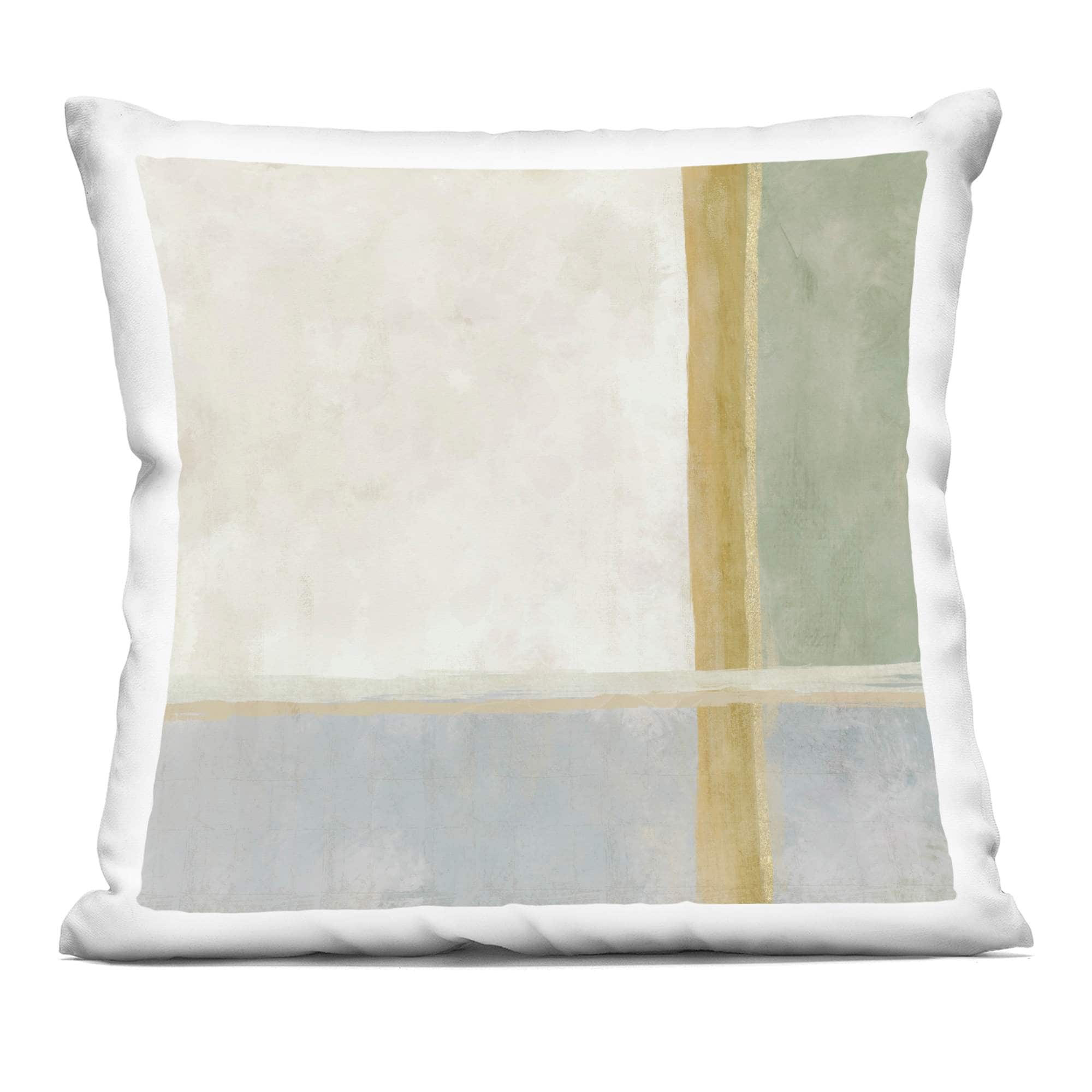 Stupell Industries PLQ-216-SQW-18X18 Neutral Linear Boxes Decorative Printed Throw Pillow design by J:L Design 18 x 18