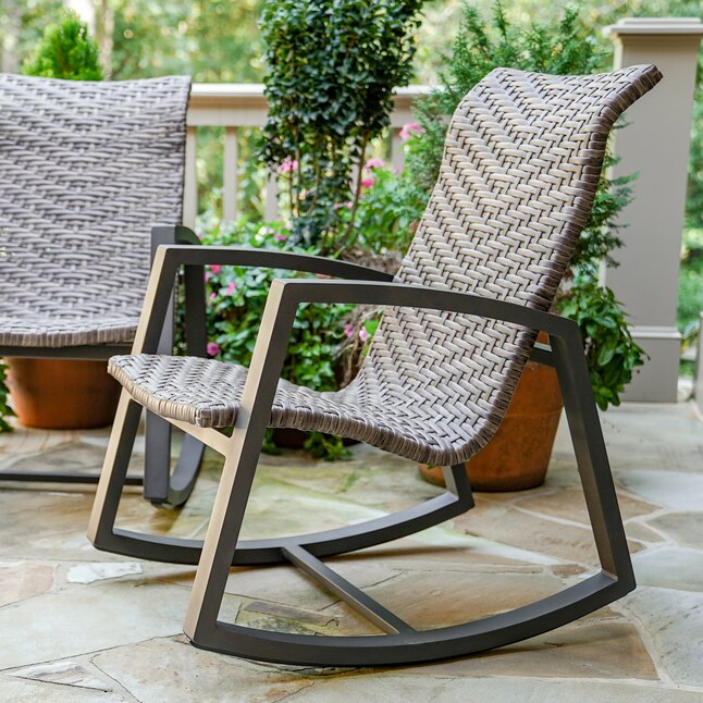 Wicker Brown Metal Frame Rocking Chair, Outdoor Resin Wicker Rocking Chair