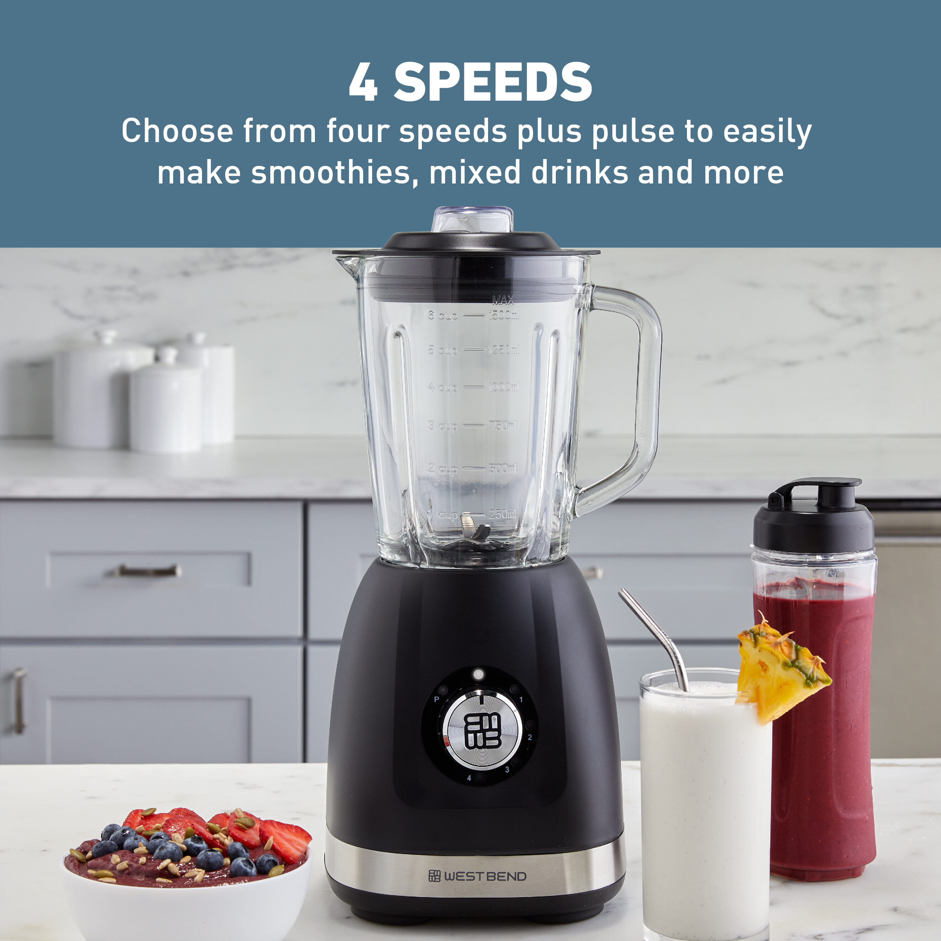 West Bend 48oz 4Speed Countertop Blender (Black) in the Blenders