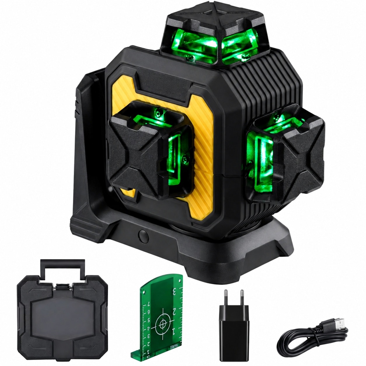 KHKFY Laser Level 360 Self Leveling High Accuracy renewable power Green Cross Line Laser for Construction Picture Hanging Outdoor Pulse Mode Hard #LKH0817H181
