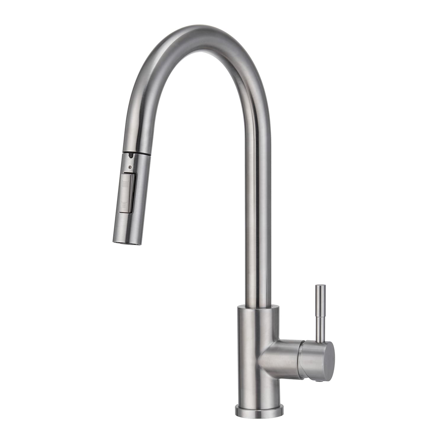 Mondawe MD-D94-BN Brushed Nickel Single Handle Deck-mount Pull-down Kitchen Faucet with Sprayer ( Deck Plate Included )