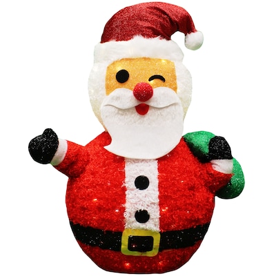 Christmas Time Light Up Santa Wooden Figure with 10 LED Lights Red White Green