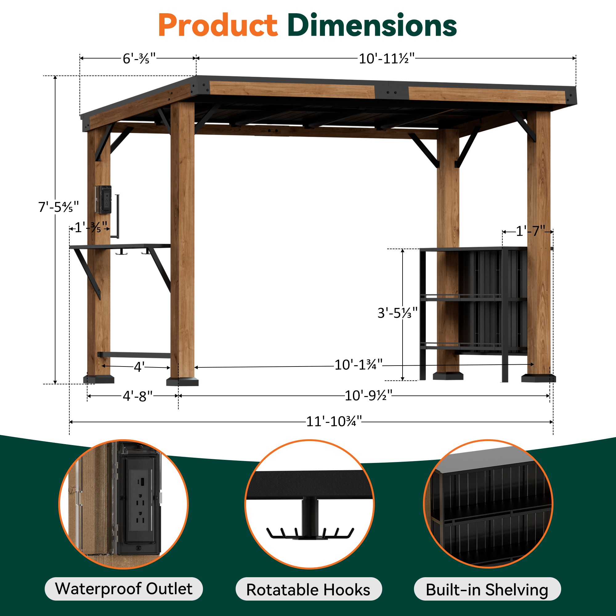 ELEVATE OUTDOORS IG10600150 Wood-Resin-Gazebos - View #3