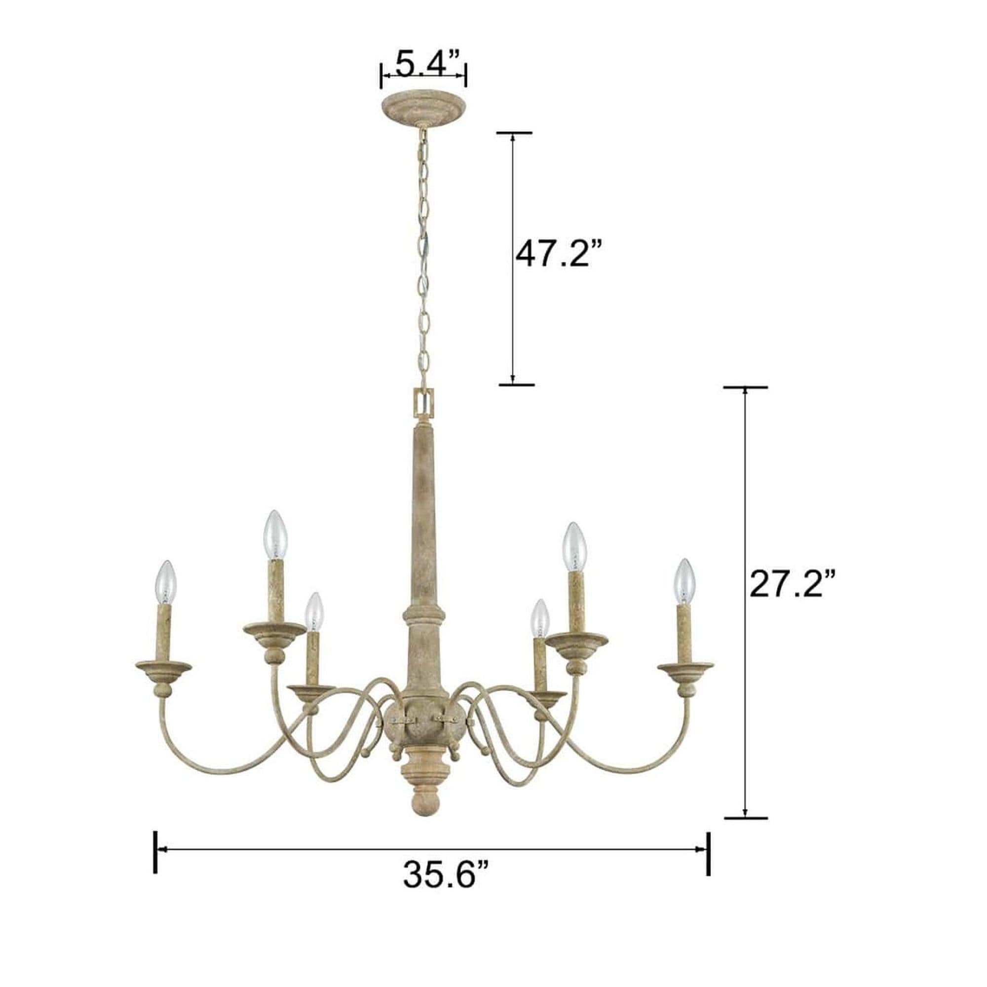 Claxy Rustic/Industrial 6-Light Weathered Yellow French Country/Cottage ...