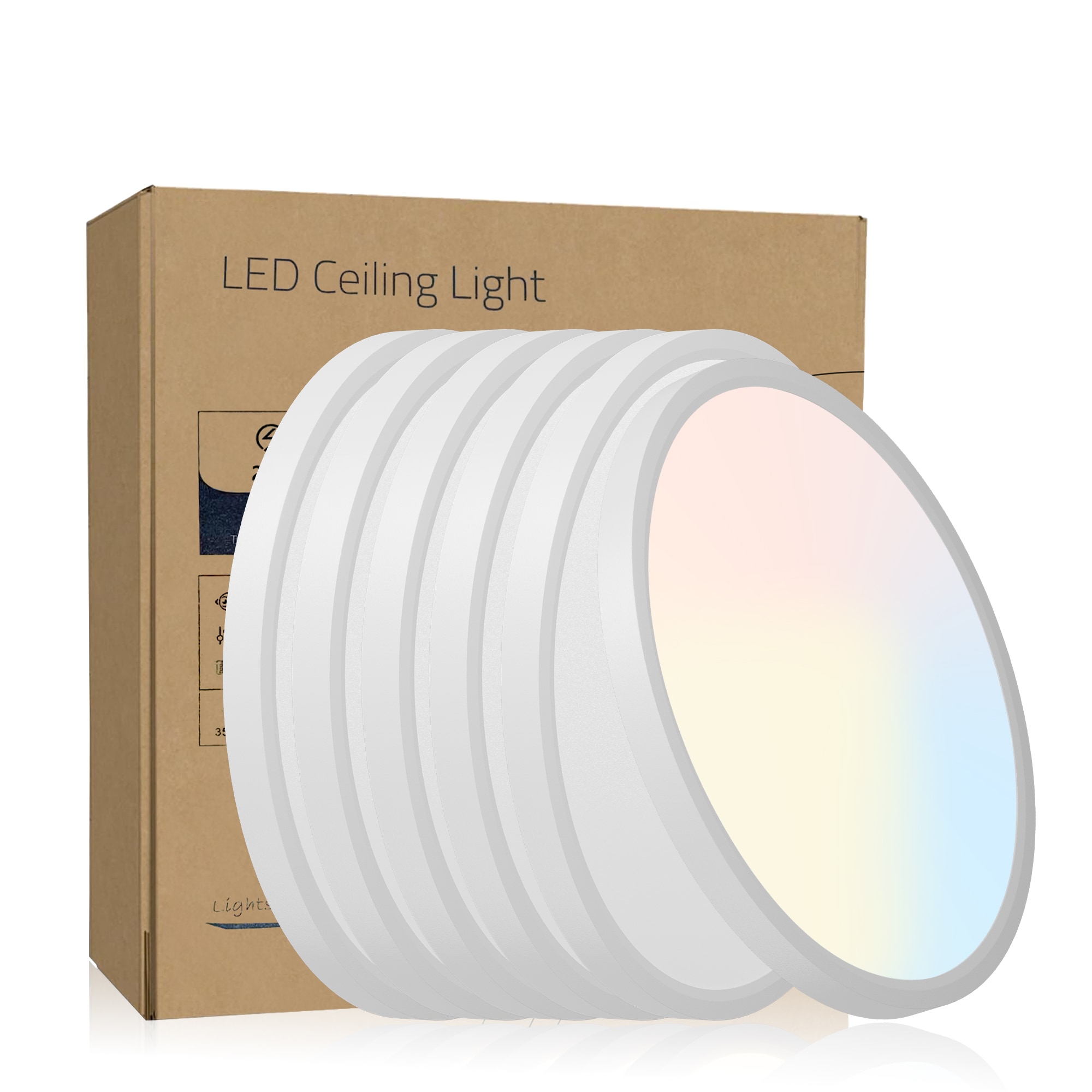 LOVMOR LED Flush Mount Ceiling Light Fixture 2880 Lumens 5CCT 2700K/3500K/40000K/5000K/6500K Round Color Selectable Panel Light