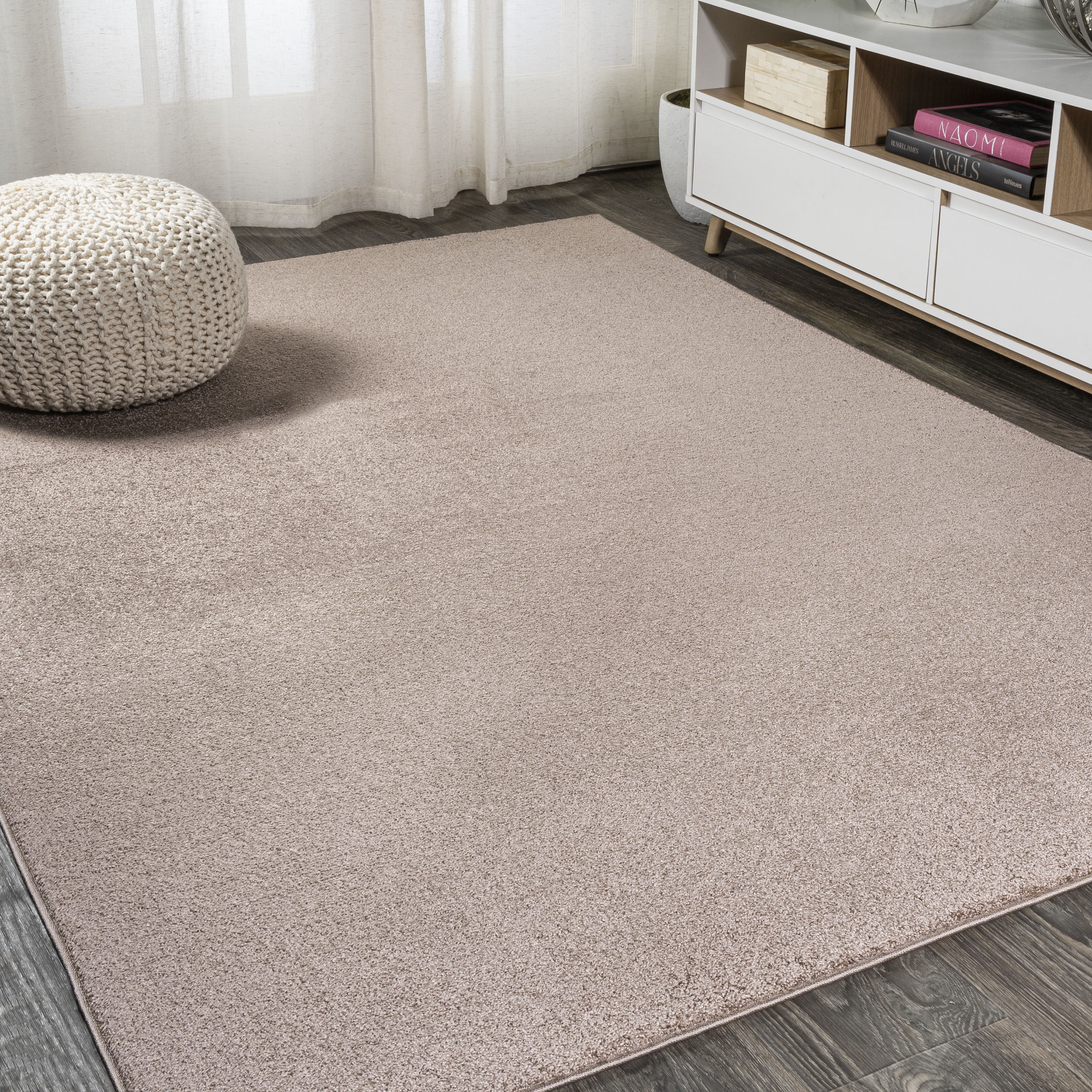 JONATHAN  Y SEU100J-15 SUPERSOFT Haze Solid Low-Pile 12 x 15 (ft) Loomed Polypropylene Brown Rectangular Indoor Solid Coastal Area rug