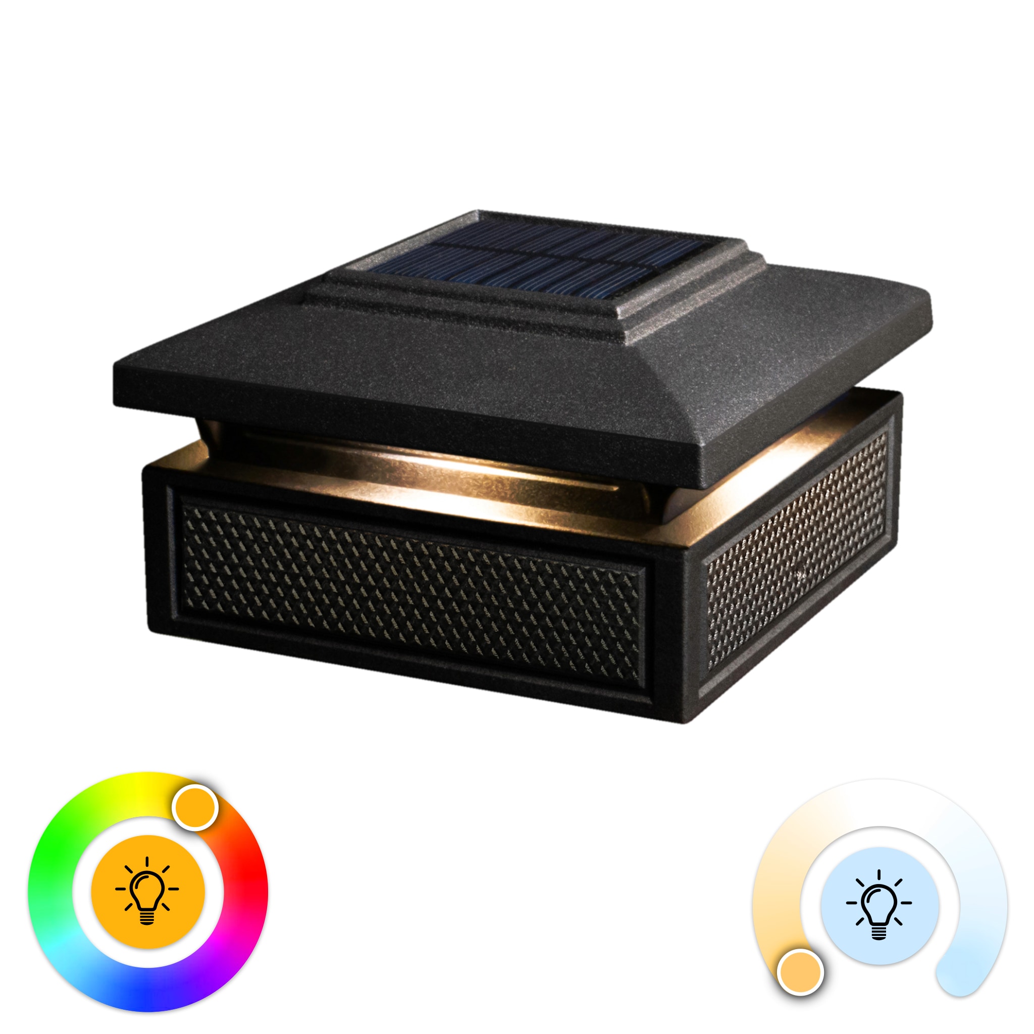Black Aluminum LED Solar Post Cap Light with Dusk to Dawn Sensor