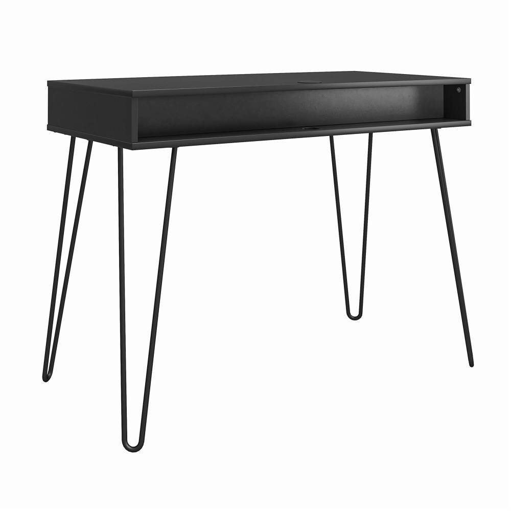 Wood And Metal Frame Computer Desk With 2 Shelves Brown/black - Benzara :  Target